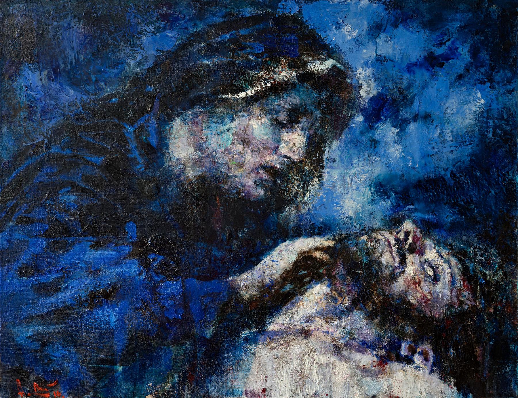 Pieta. Original modern art painting