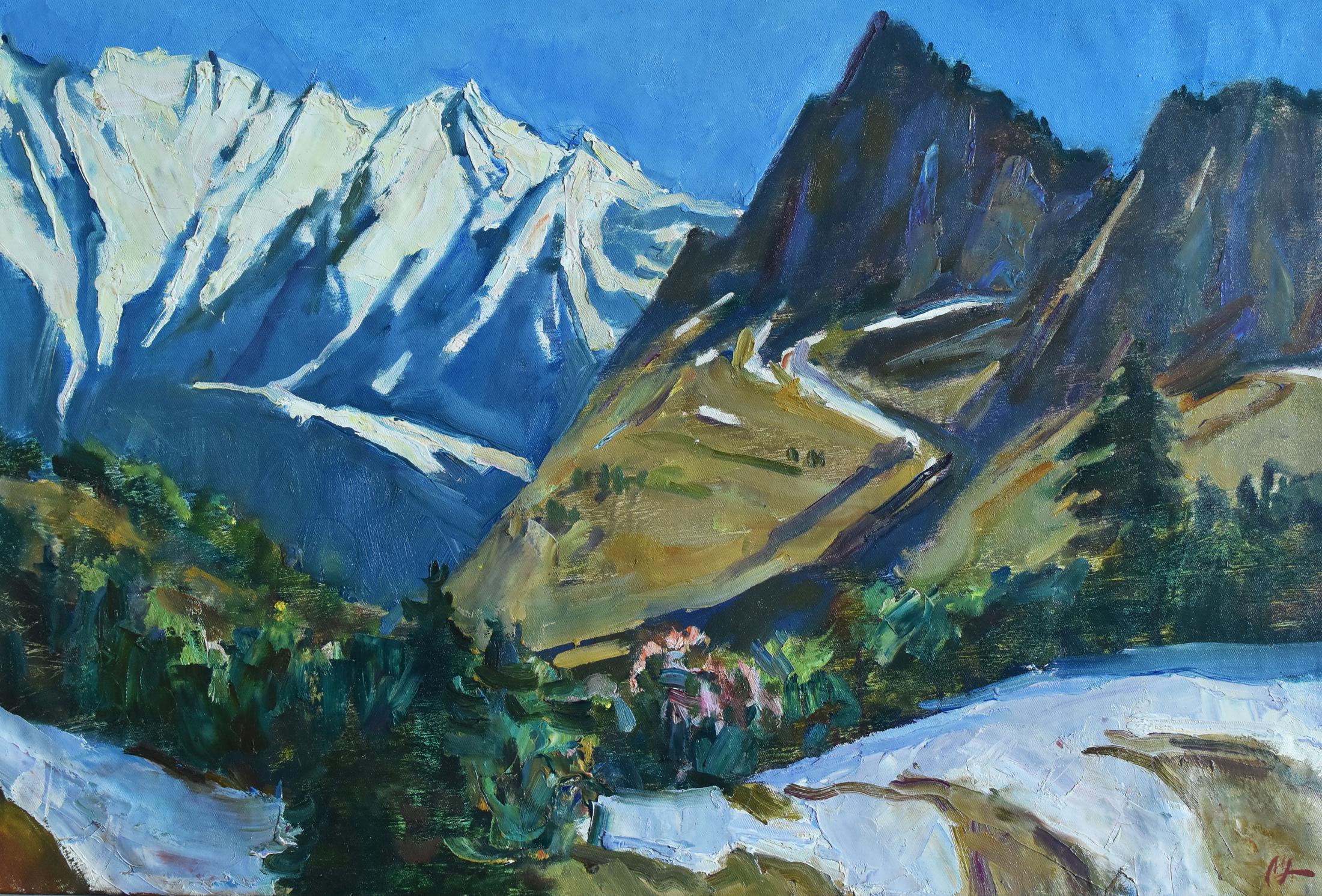 Seven sisters mountain. Original modern art painting