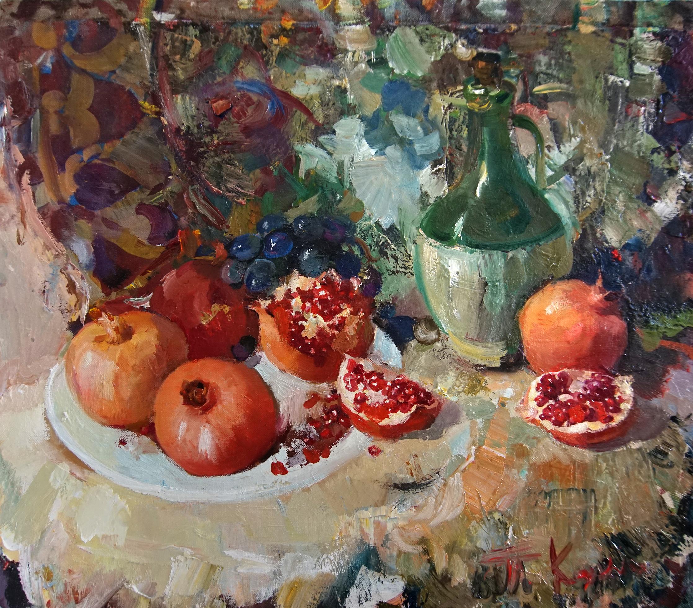 Still life with pomegranates. Original modern art painting