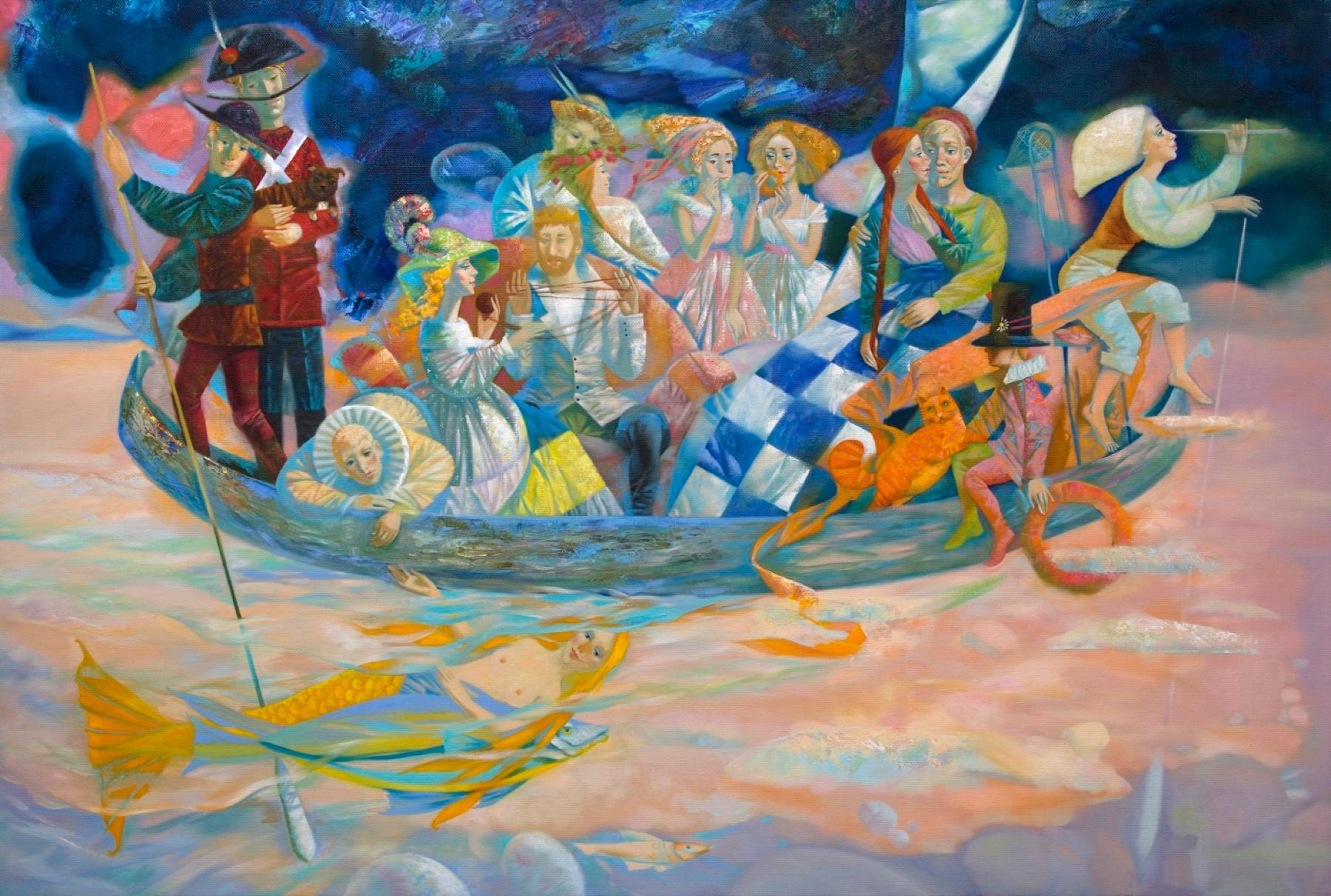 “Travelers”
95x145 cm, oil on canvas. Original modern art painting