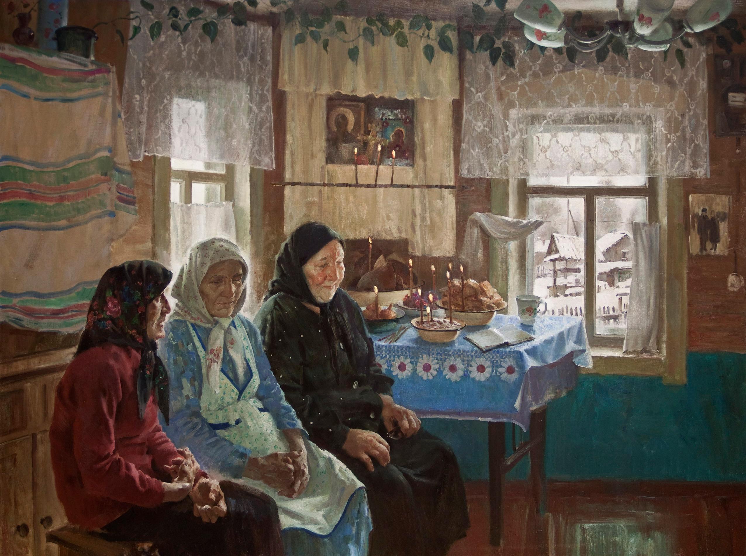 Поминки. Original modern art painting