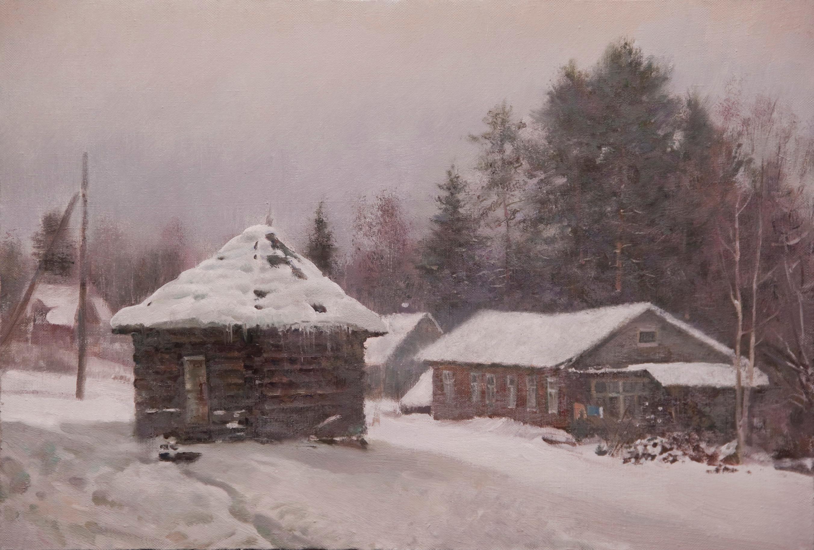 В деревне. Original modern art painting