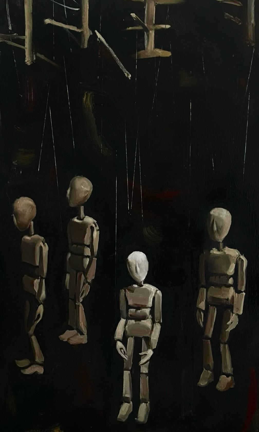 puppets. Original modern art painting