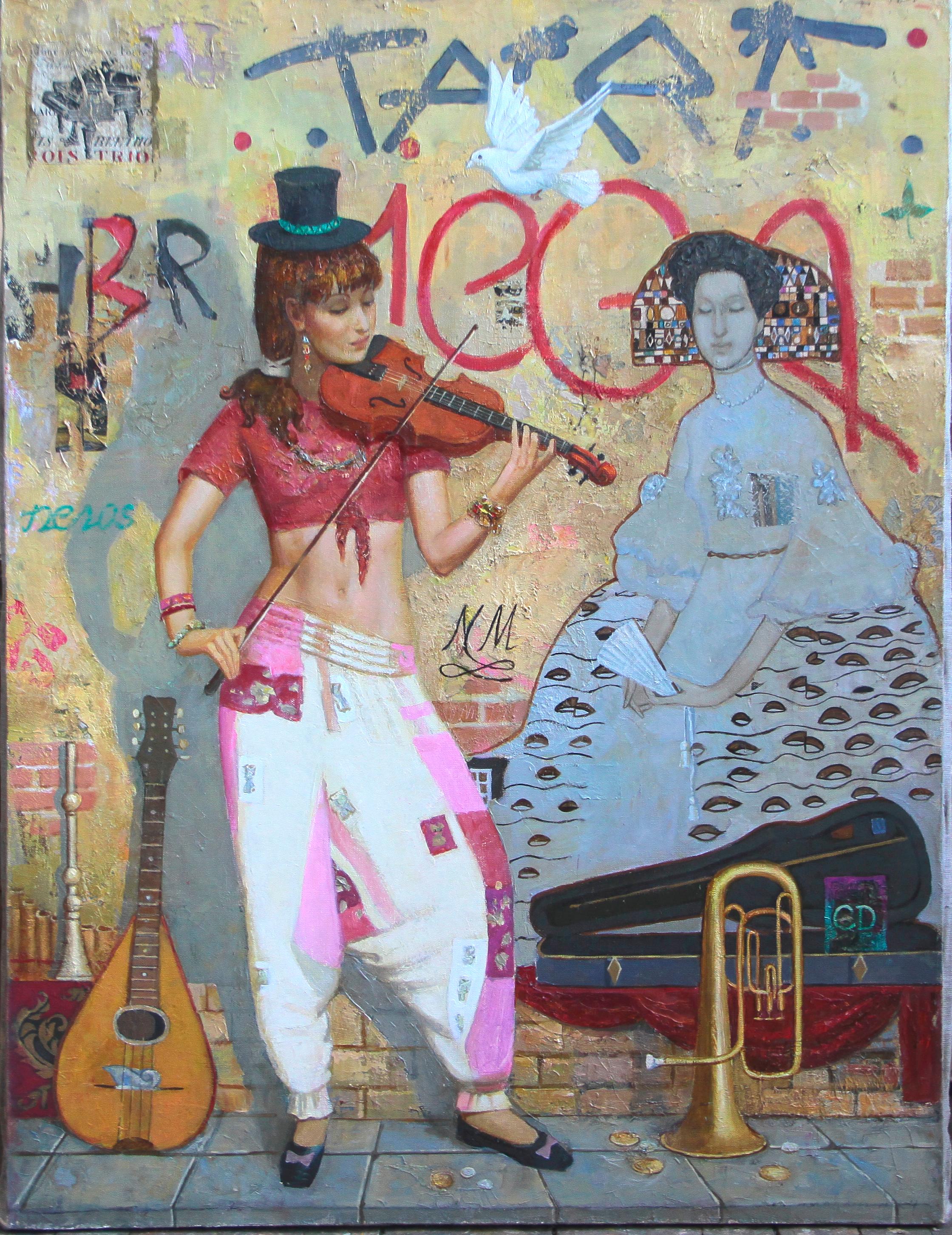 Street concert. Original modern art painting