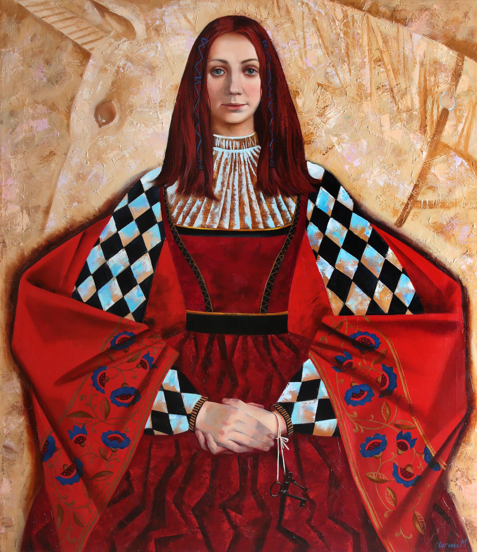 Middle ages portrait. Original modern art painting