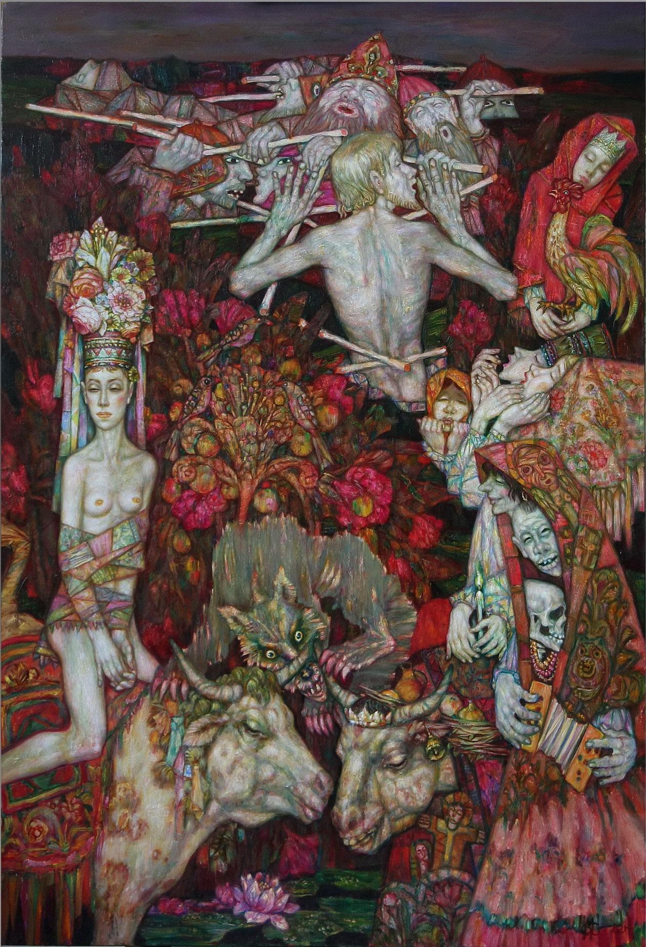 Lotus. Конфронтация. Original modern art painting