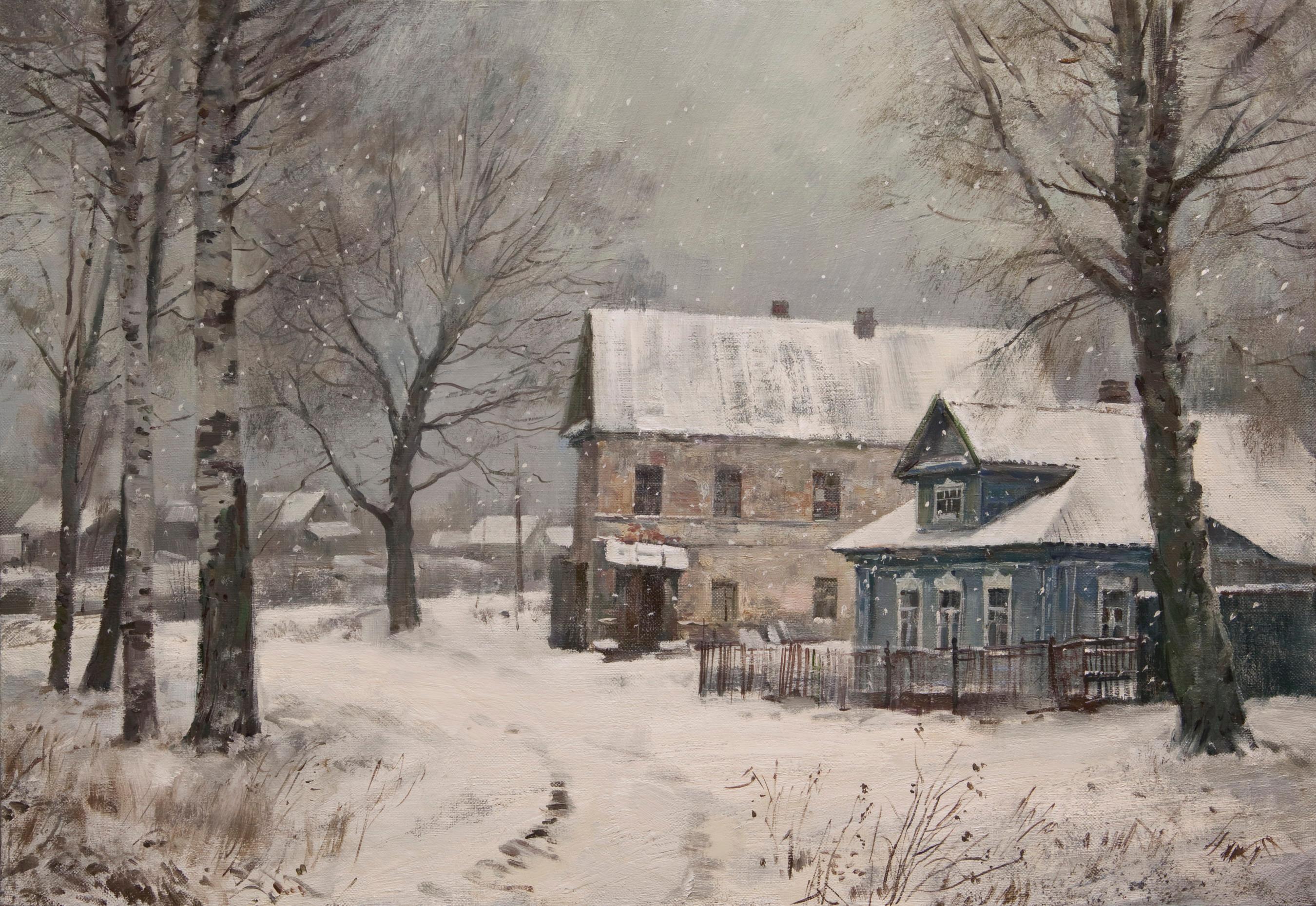 Снег идет. Original modern art painting