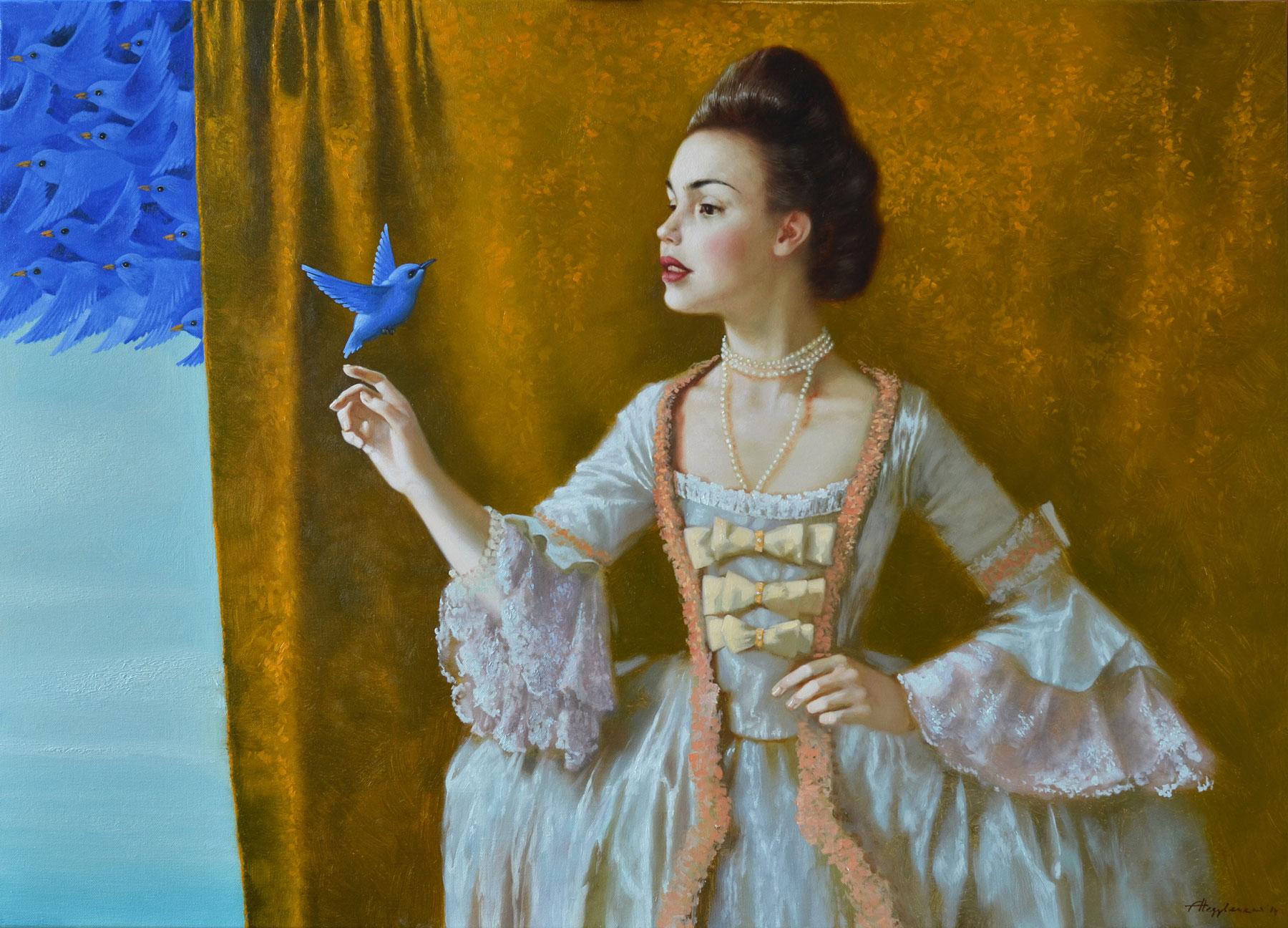 Синяя птица. Original modern art painting