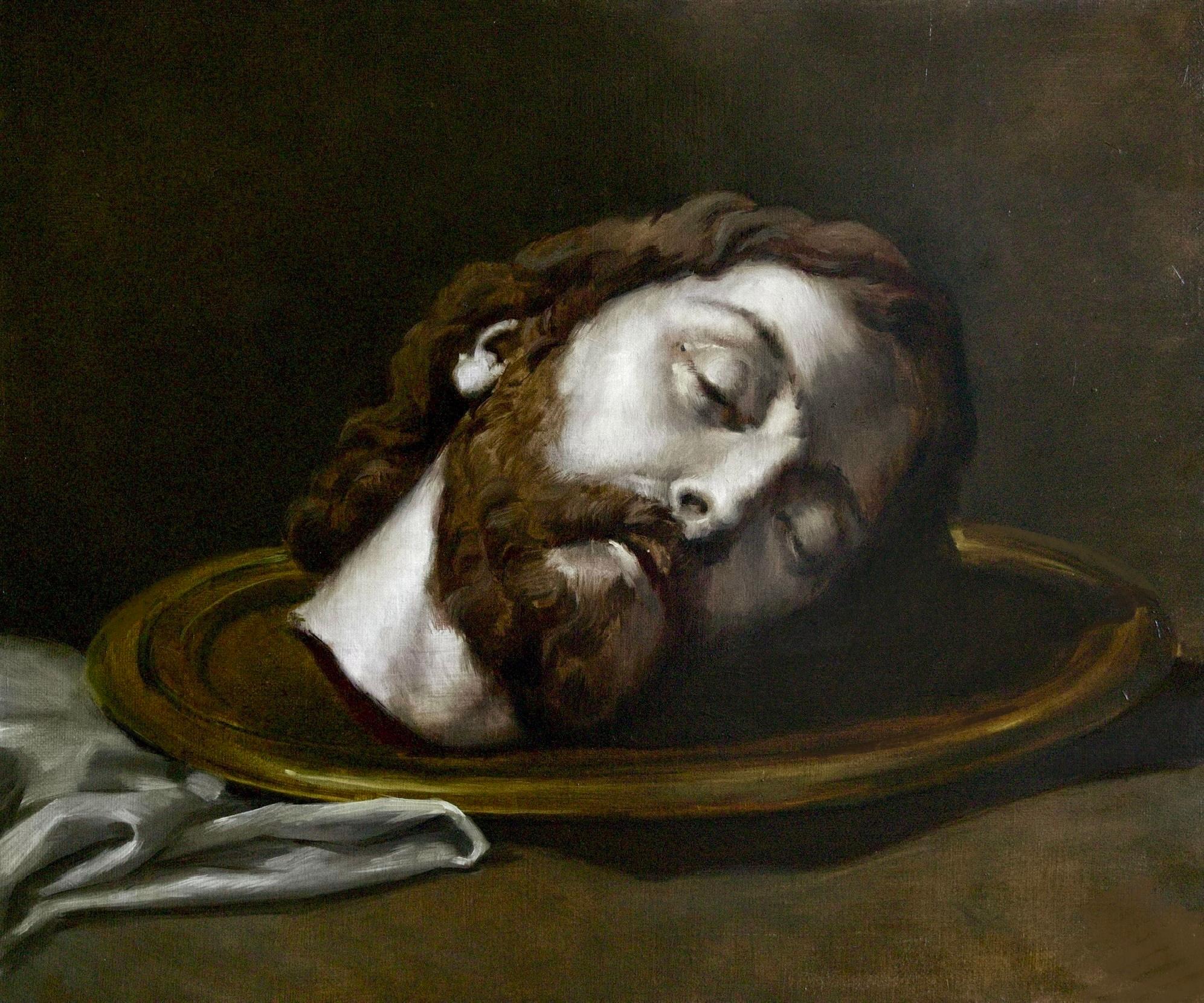 The head of John the Baptist. Original modern art painting