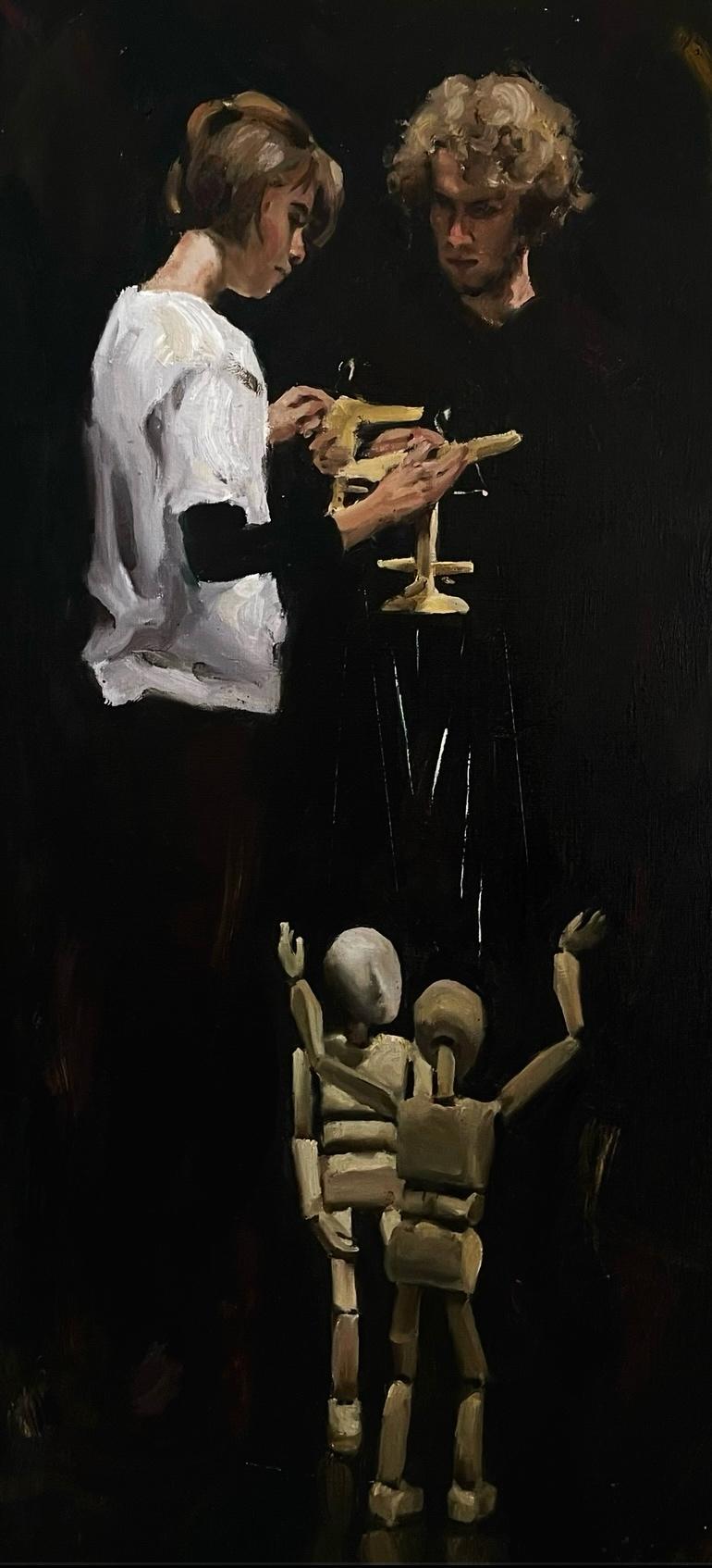 puppeteers. Original modern art painting