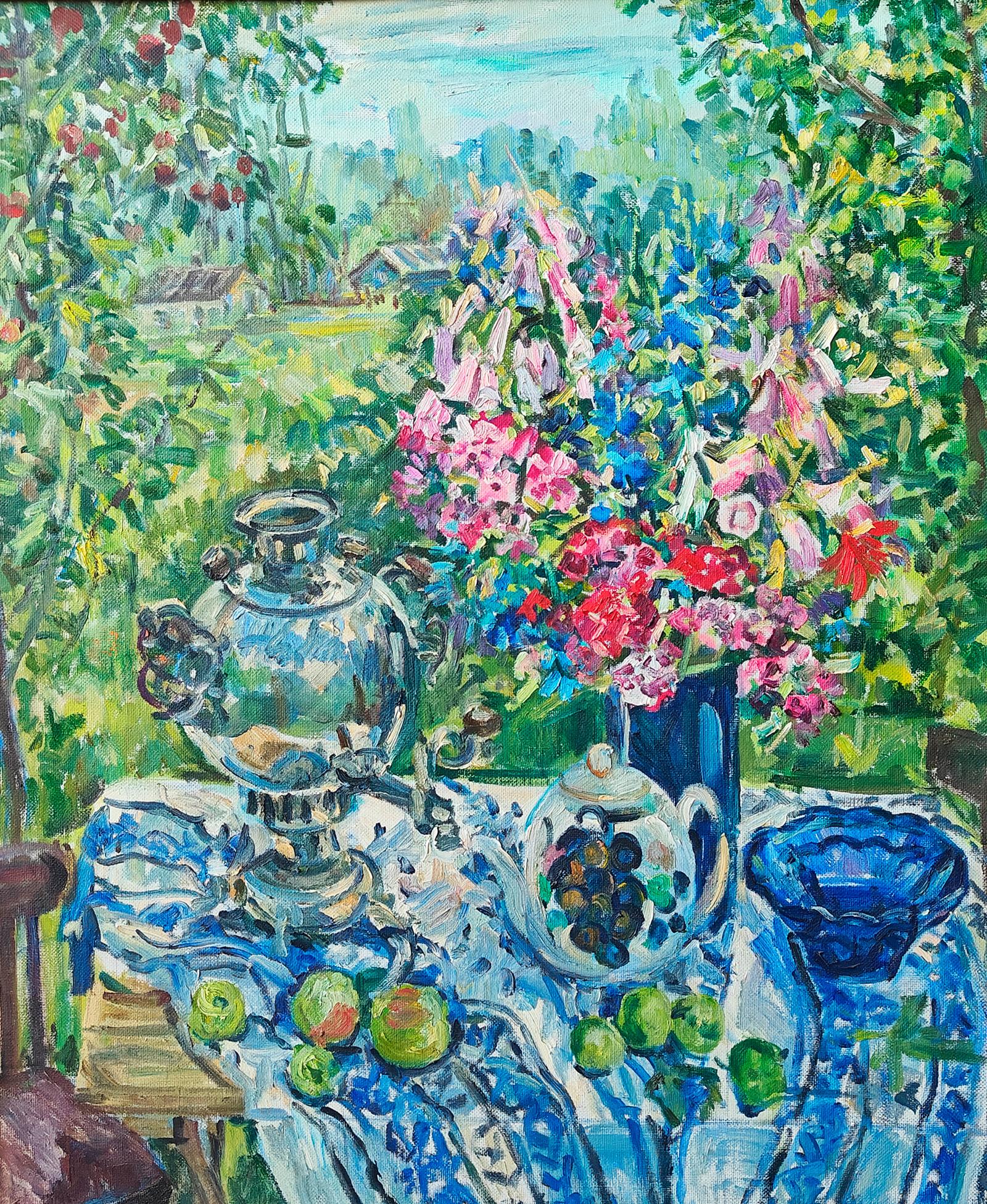 Чаепитие в саду  2012 г. Original modern art painting