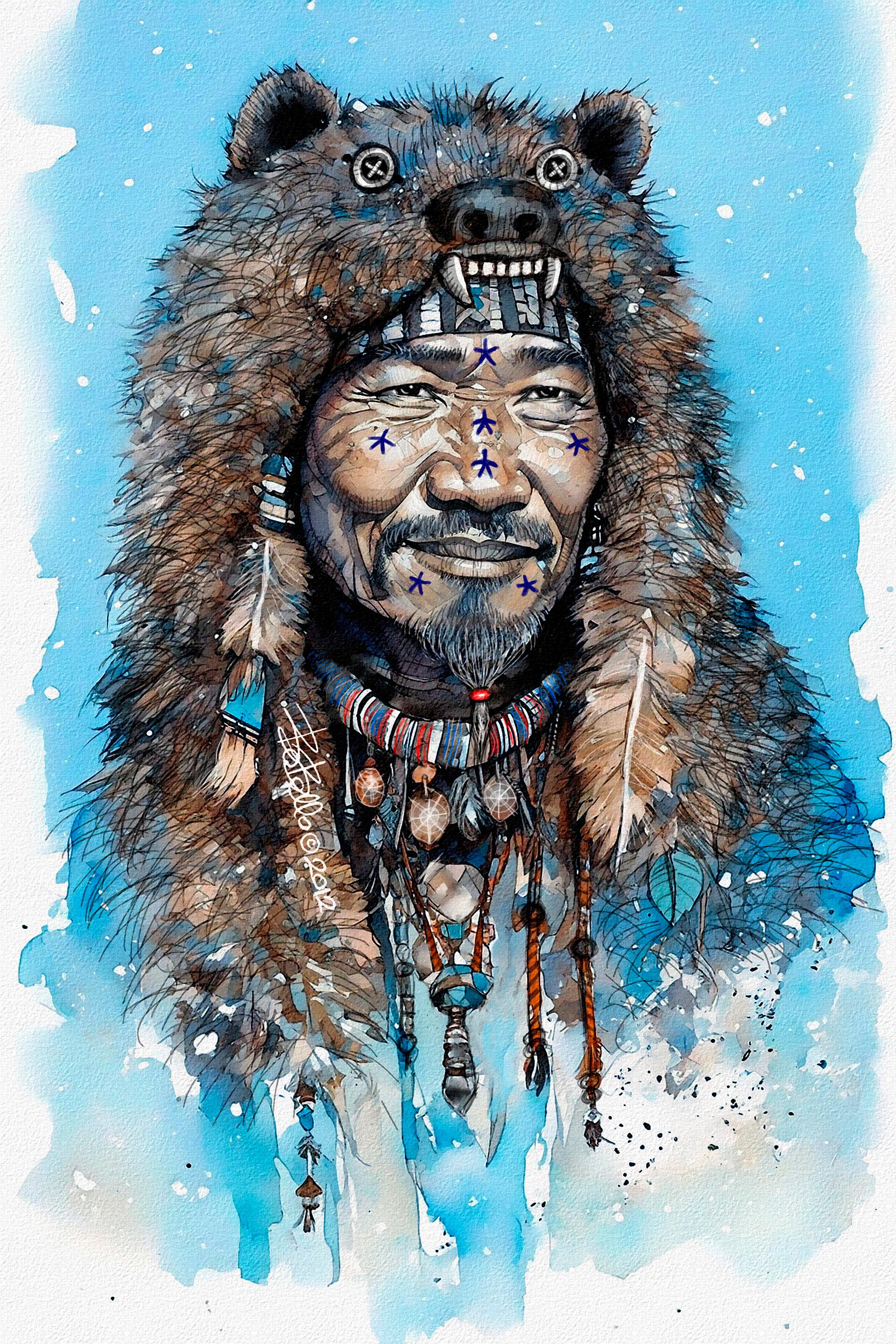 Shaman Gainuk of Skybear. Original modern art painting