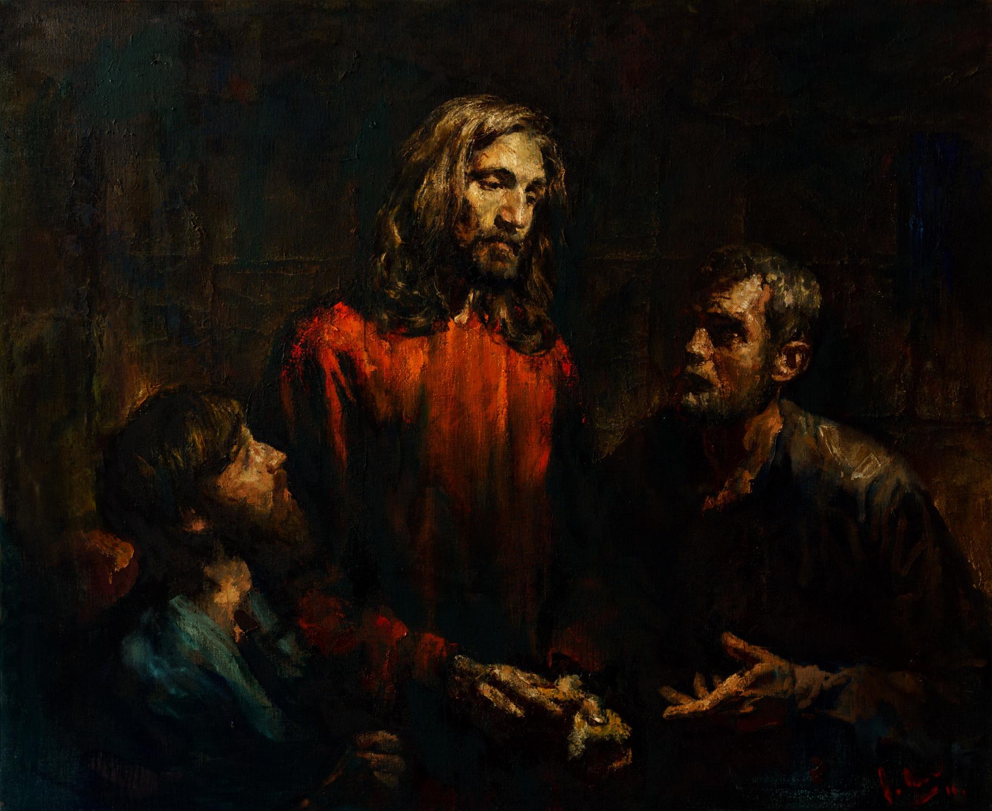 以马乌斯的晚餐. Original modern art painting