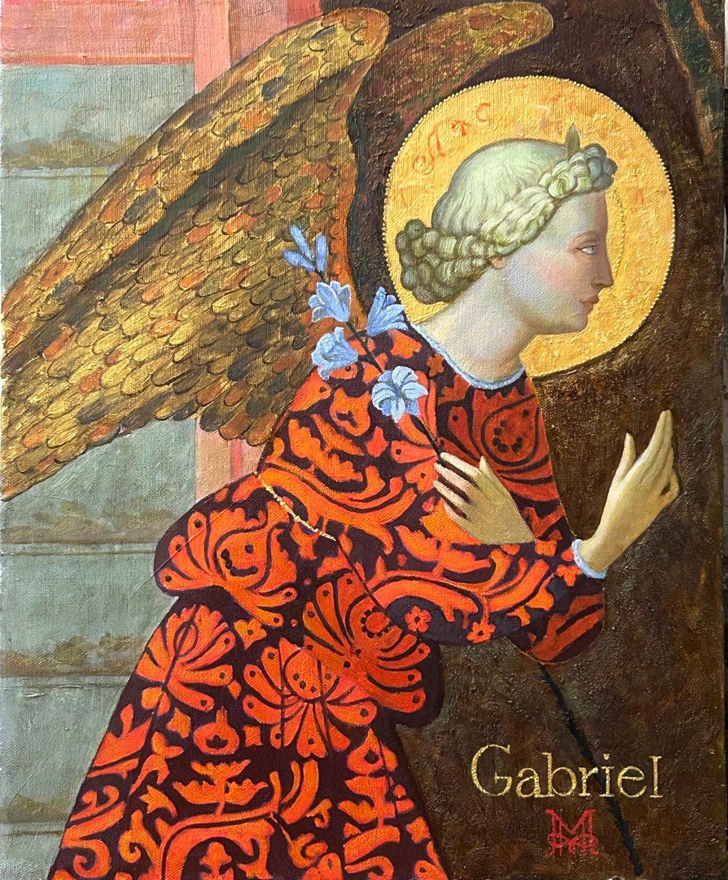 Archangel Gabriel Annunciation. Original modern art painting