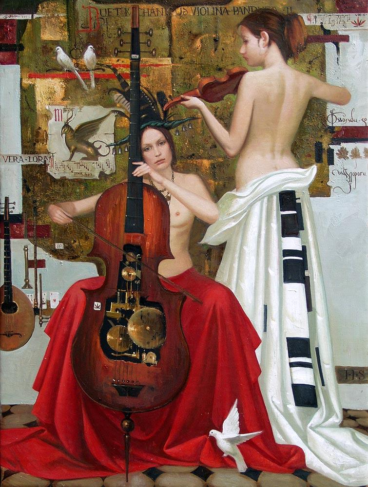 Duet. Original modern art painting