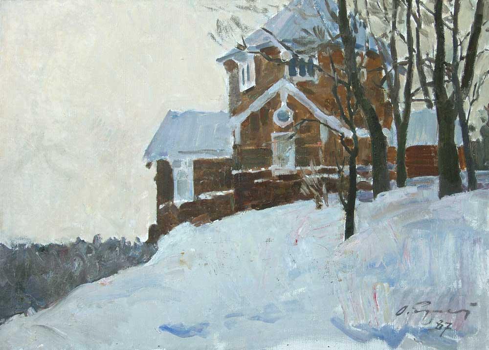 Academic dacha. Original modern art painting