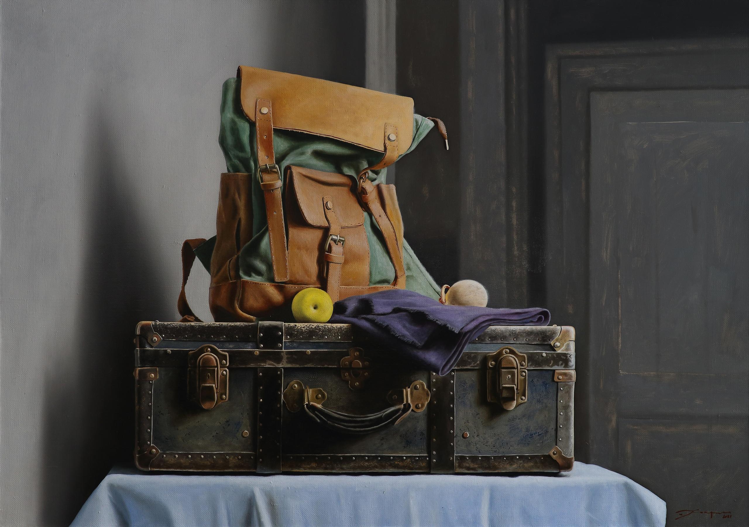 Road still life. Original modern art painting