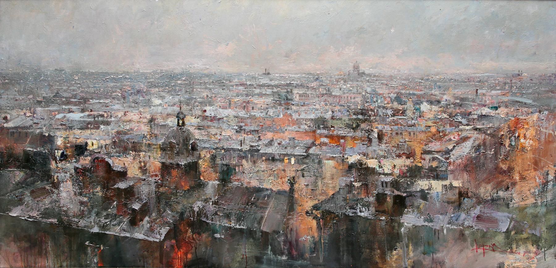 Panorama of Saint-Petersburg. Original modern art painting