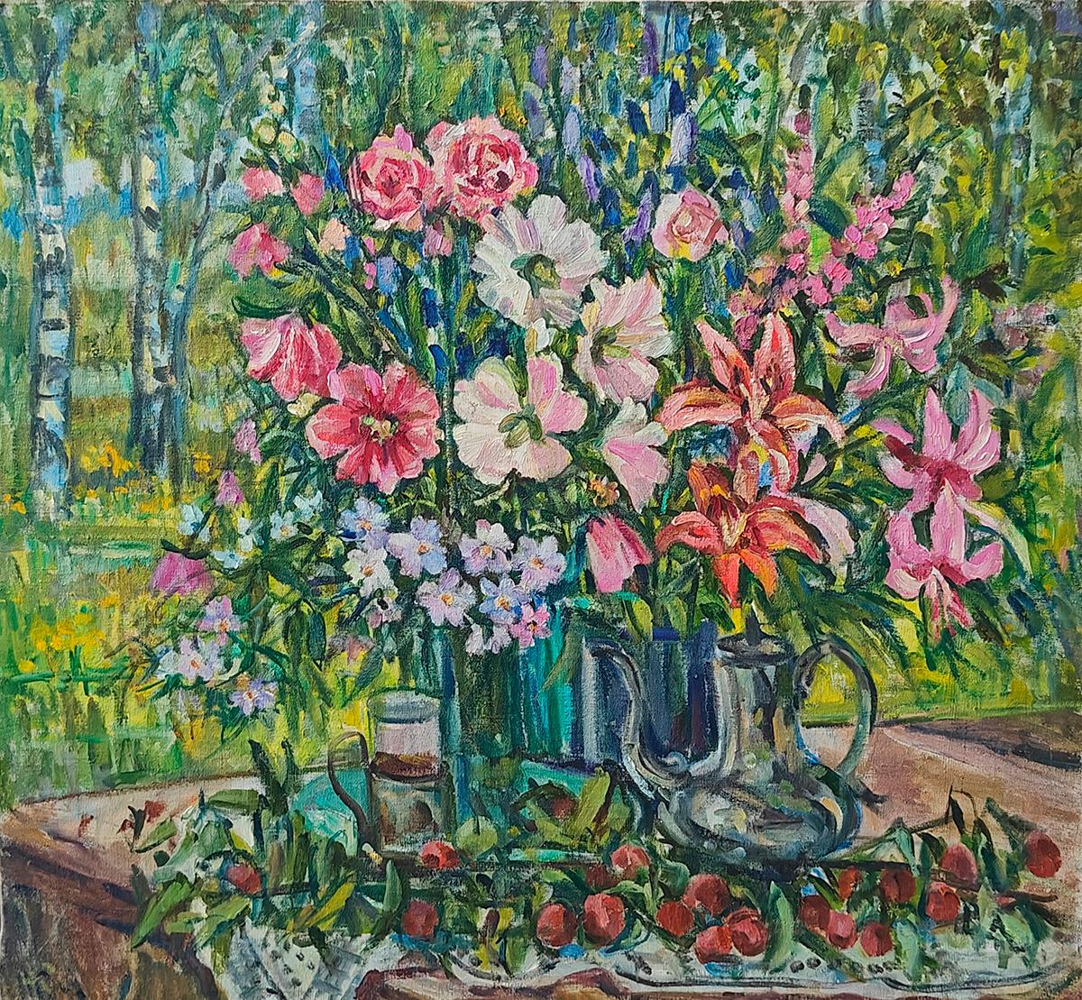 Мальвы  2010. Original modern art painting