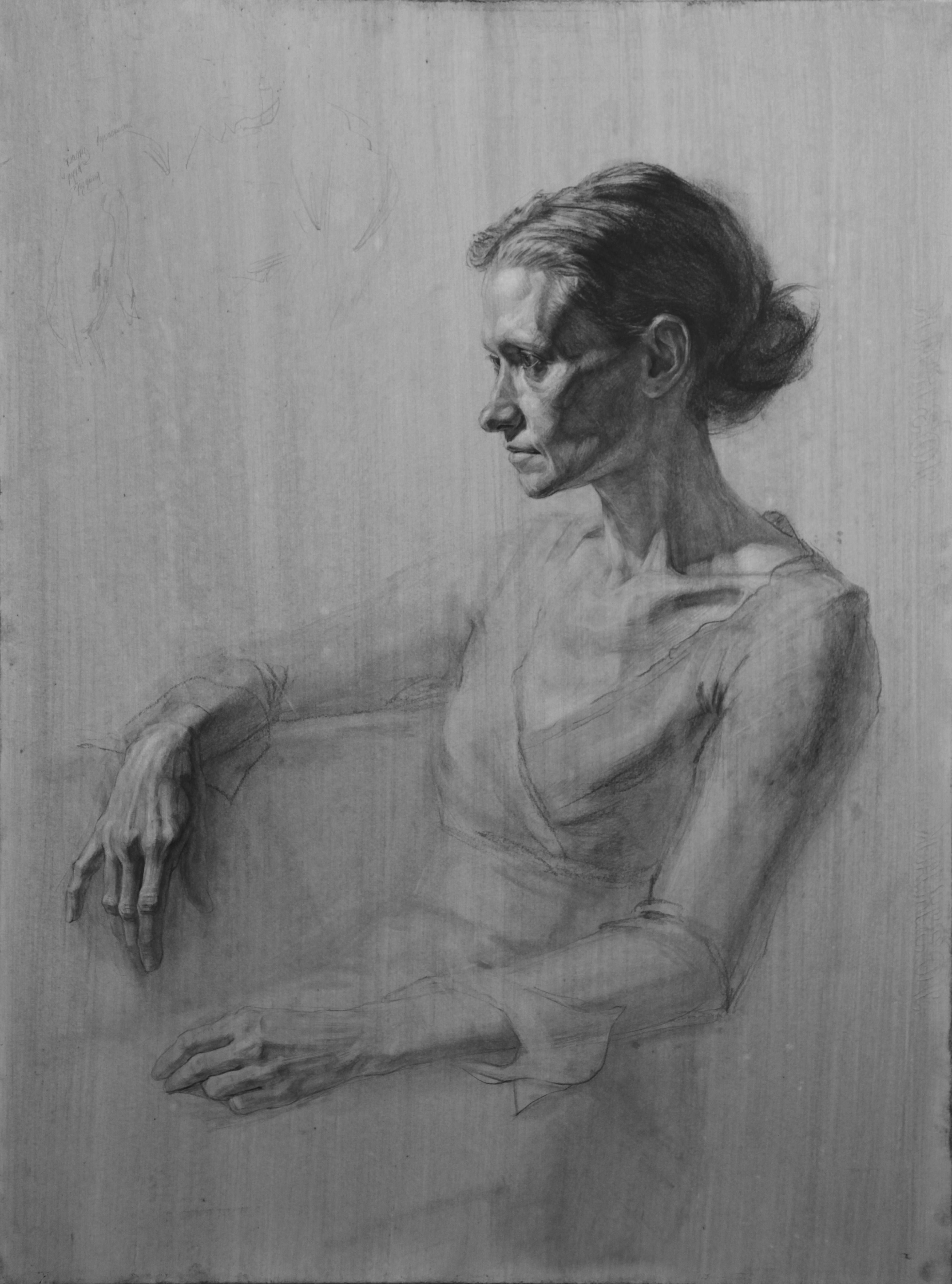 Woman portrait with hands. 2019. Original modern art painting