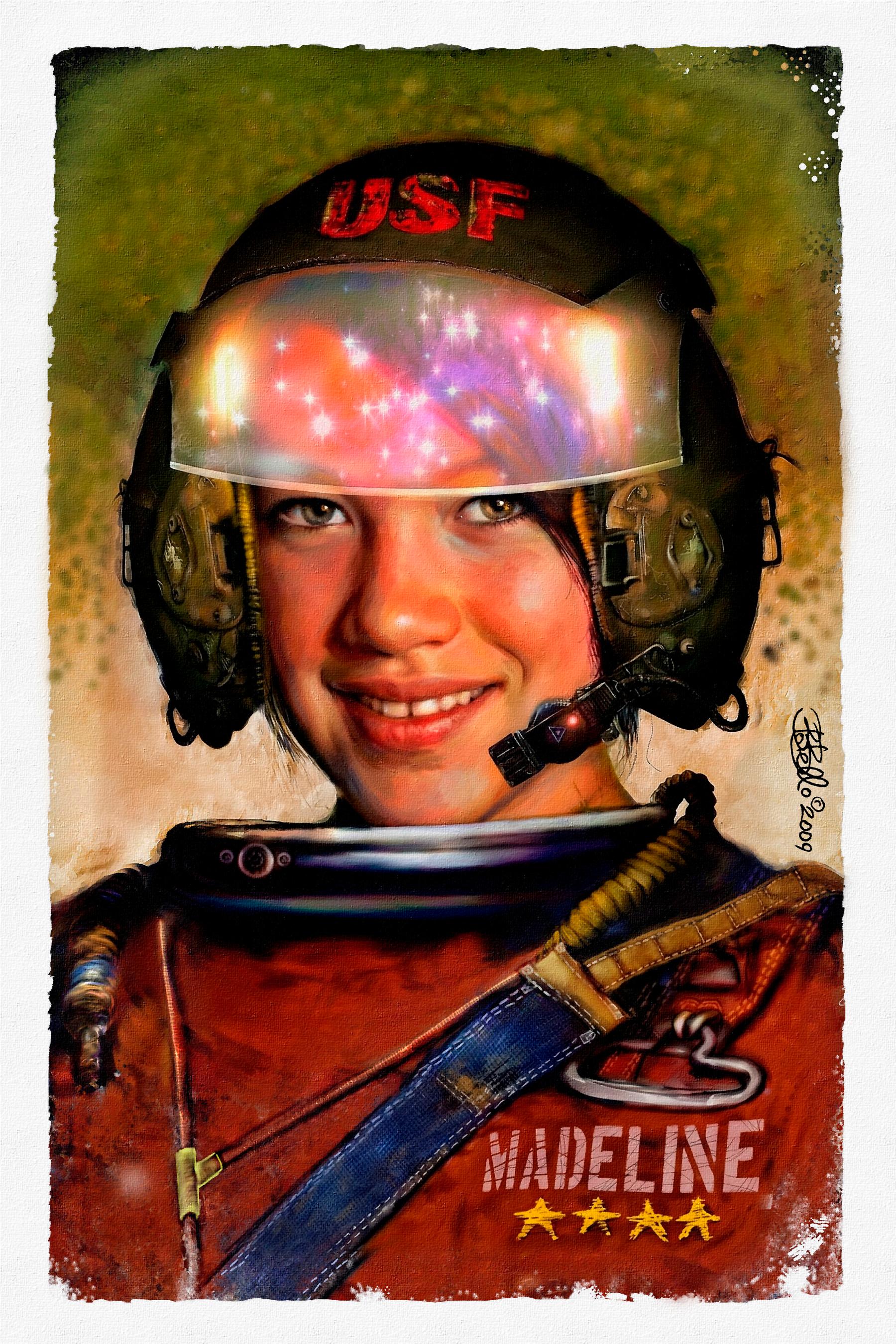 Madeline Space Racer. Original modern art painting
