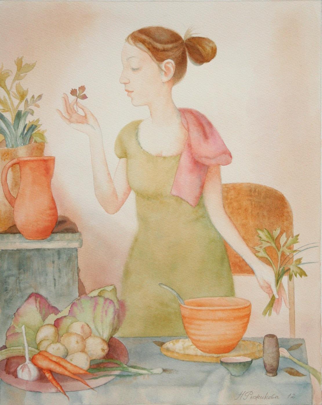 Lover of vegetables. Original modern art painting