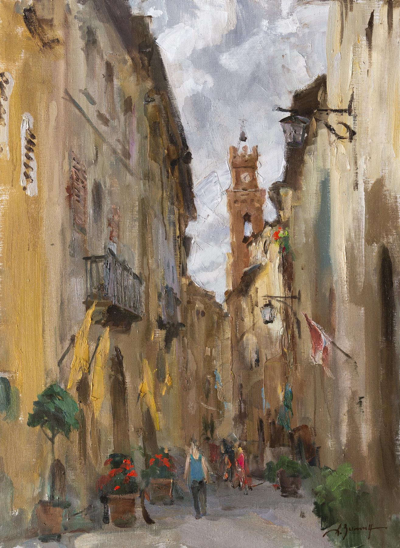 Pienza. Original modern art painting