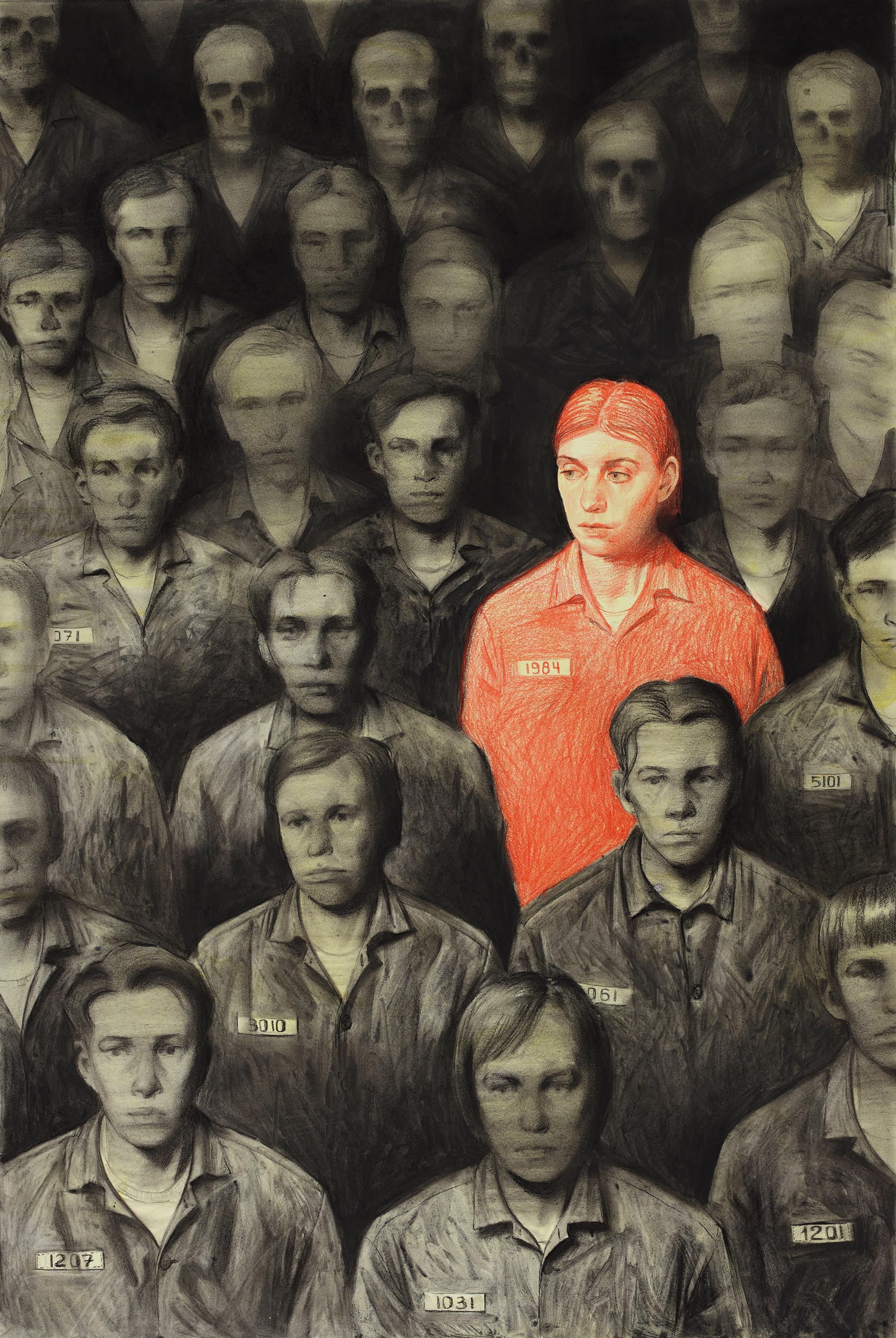 Illustration for George Orwell's dystopian novel "1984".Sheet No. 6. Original modern art painting