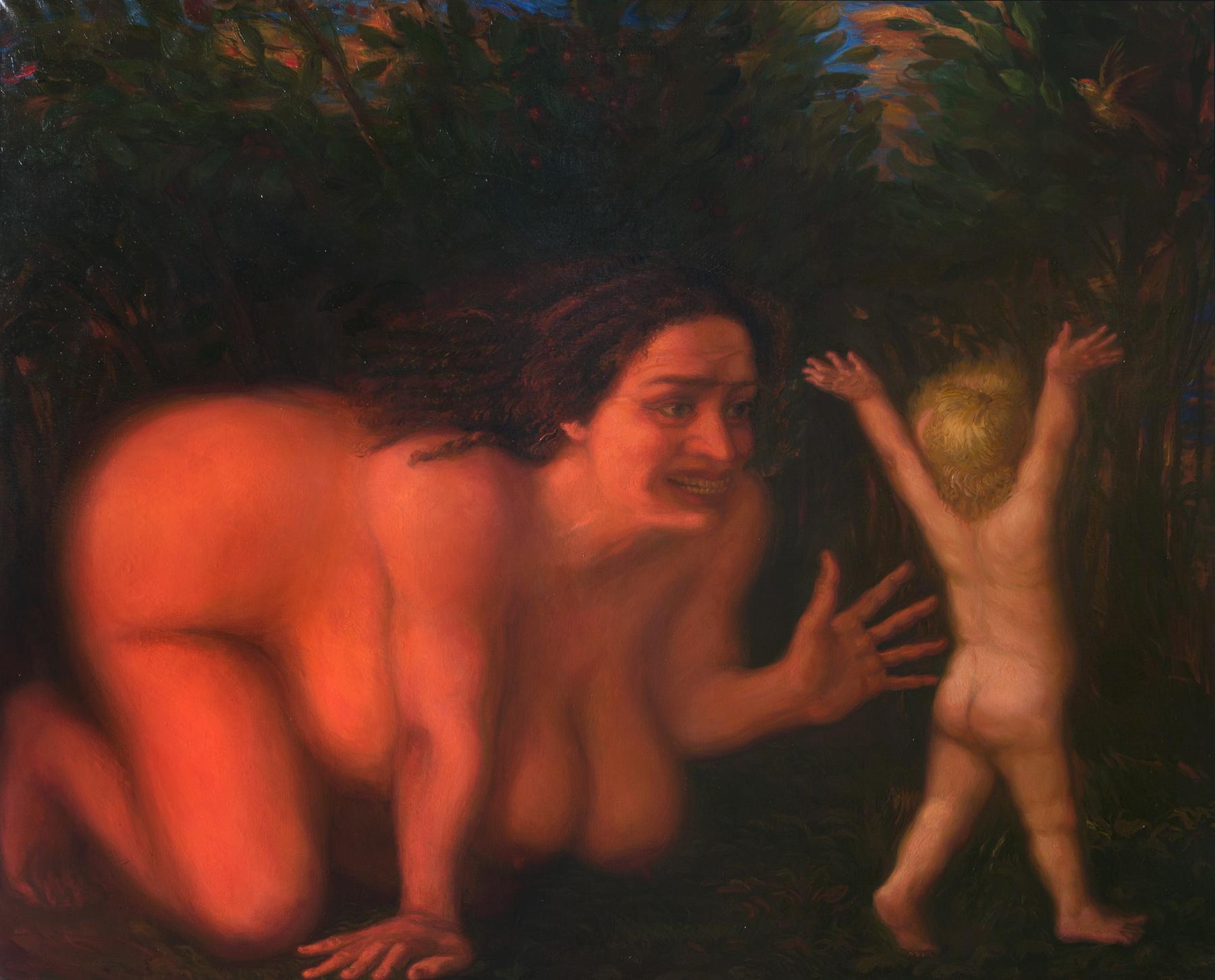 母亲和孩子. Original modern art painting