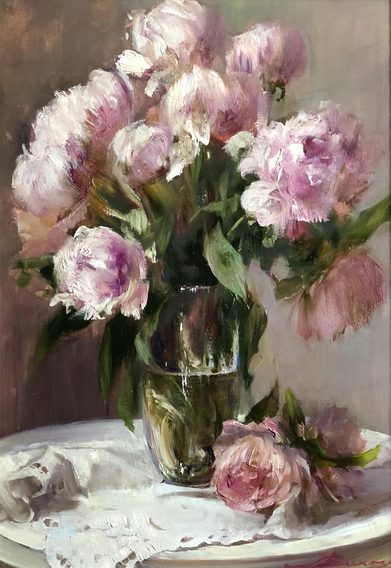 Peonies. Original modern art painting