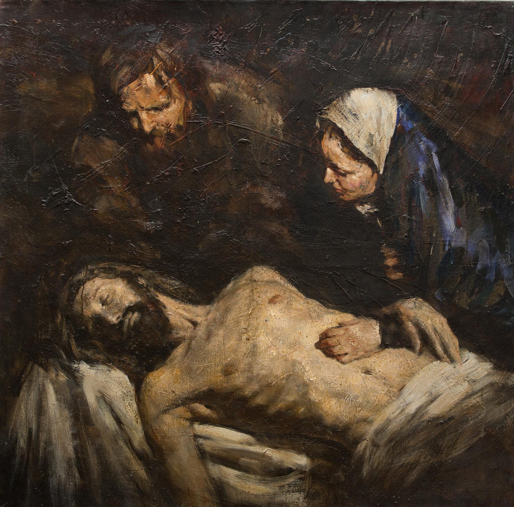 Entombment. Original modern art painting