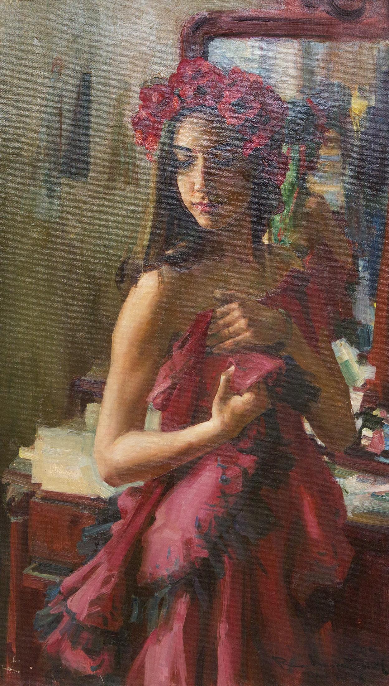 olenka in the antiques dress. Original modern art painting