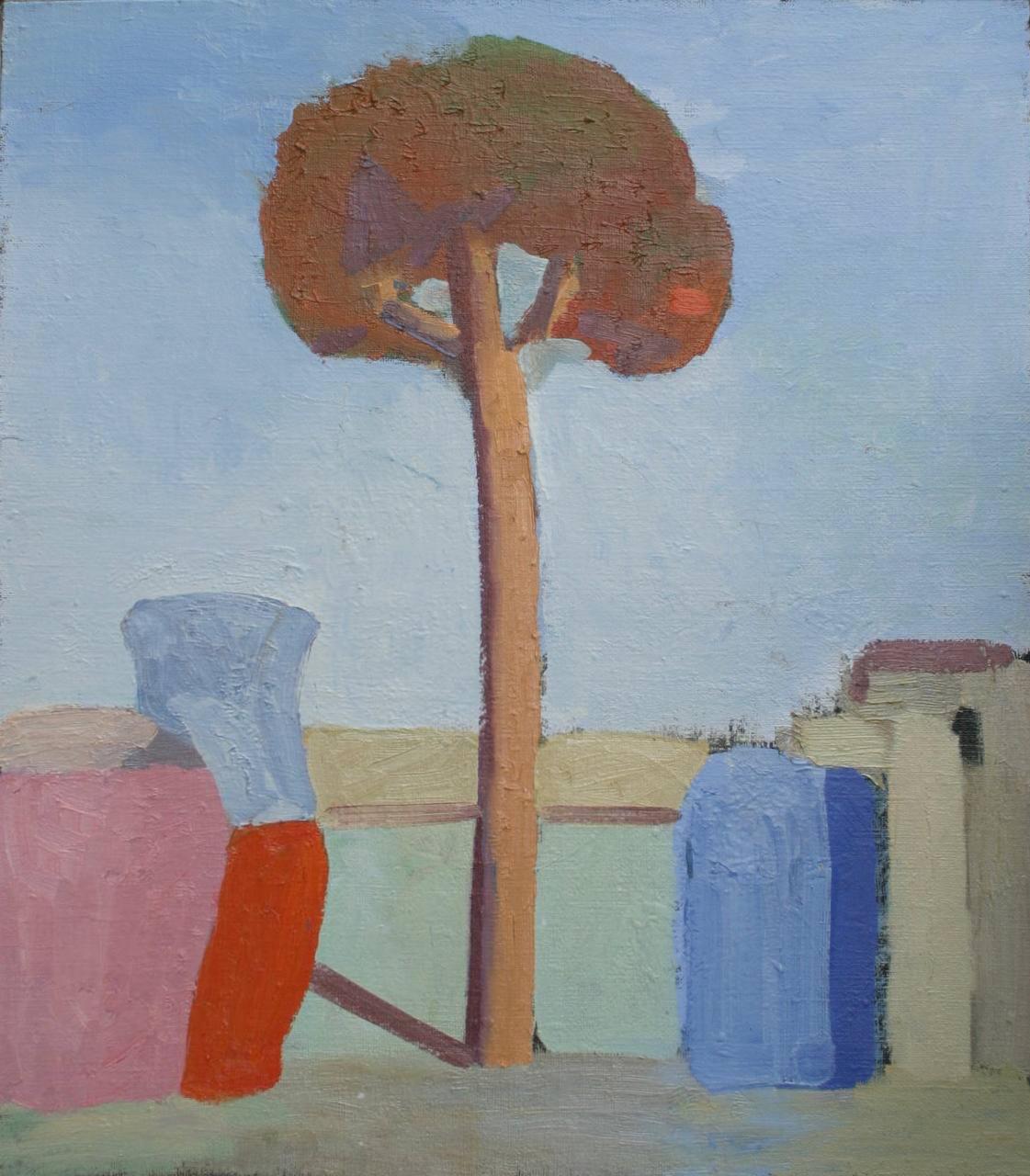 Still life with a tree. Original modern art painting