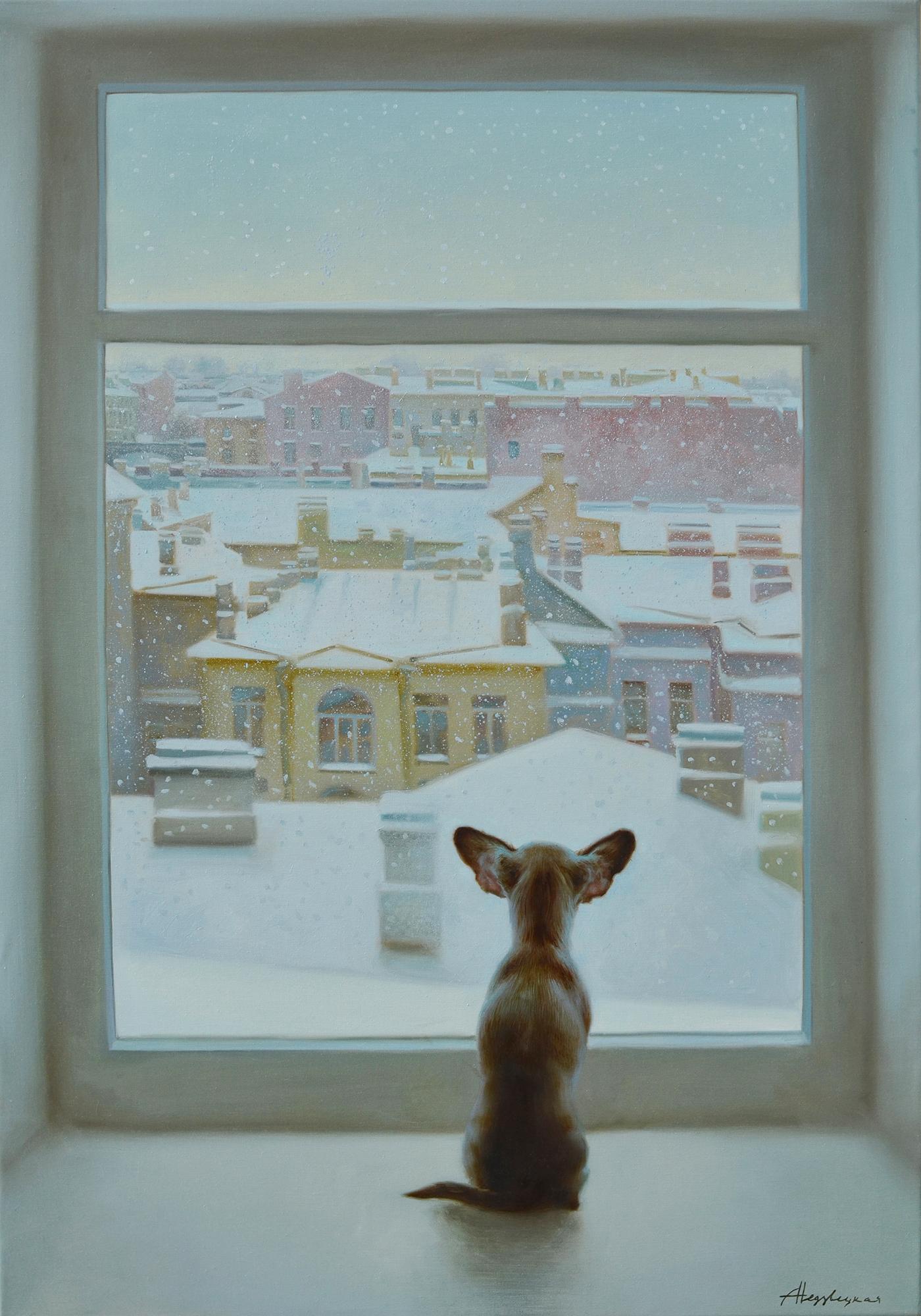 Уют зимы. Original modern art painting