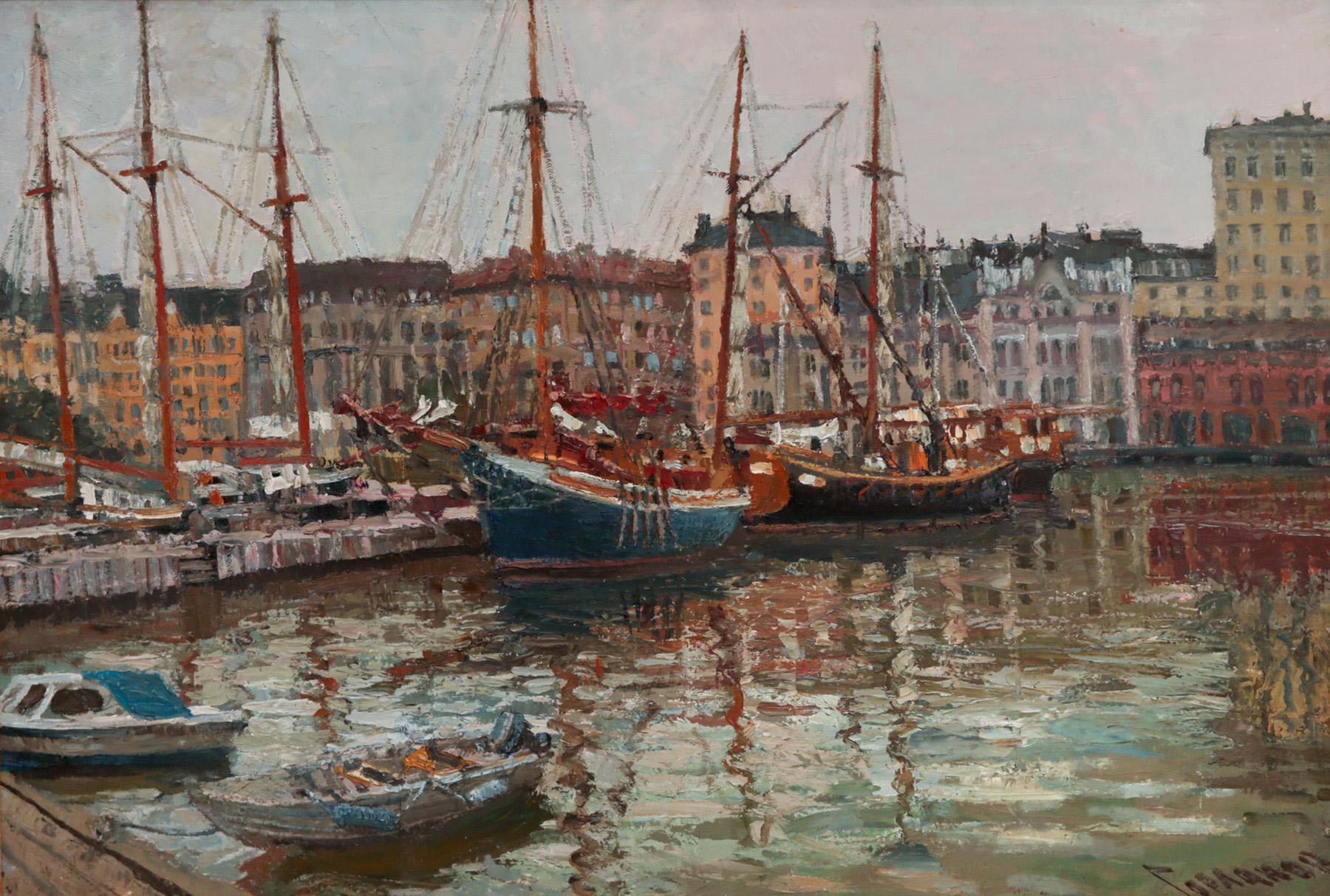Хельсинки. Яхты. Original modern art painting