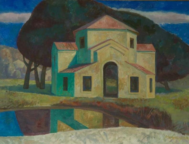 Roman baths. Original modern art painting