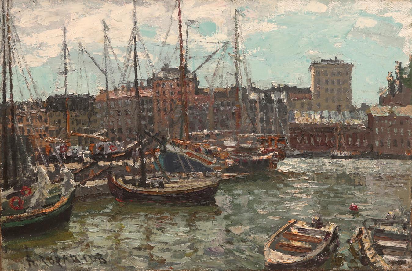 Лодки в Хельсинки. Original modern art painting