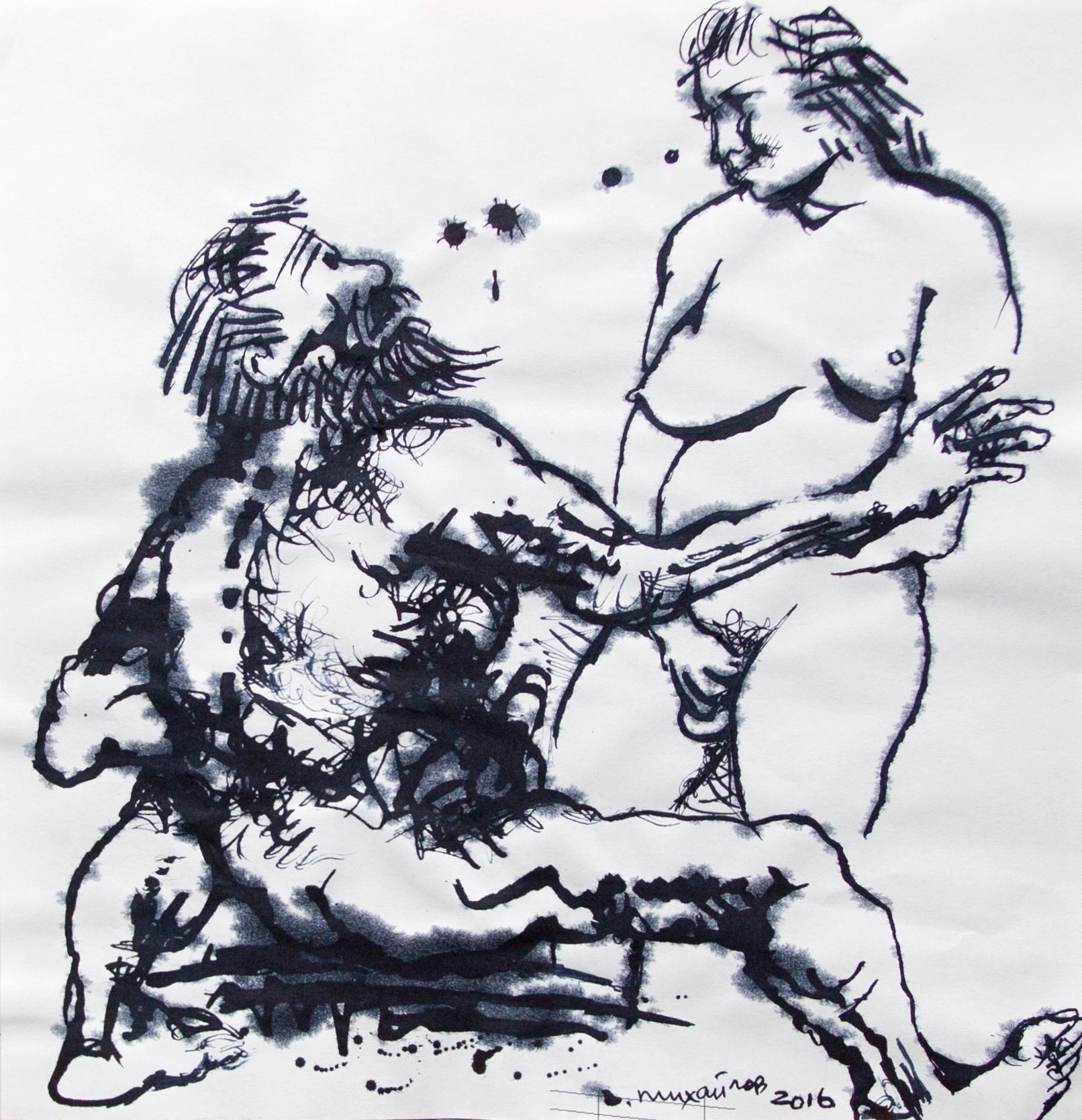 Series "Artist and model". Original modern art painting