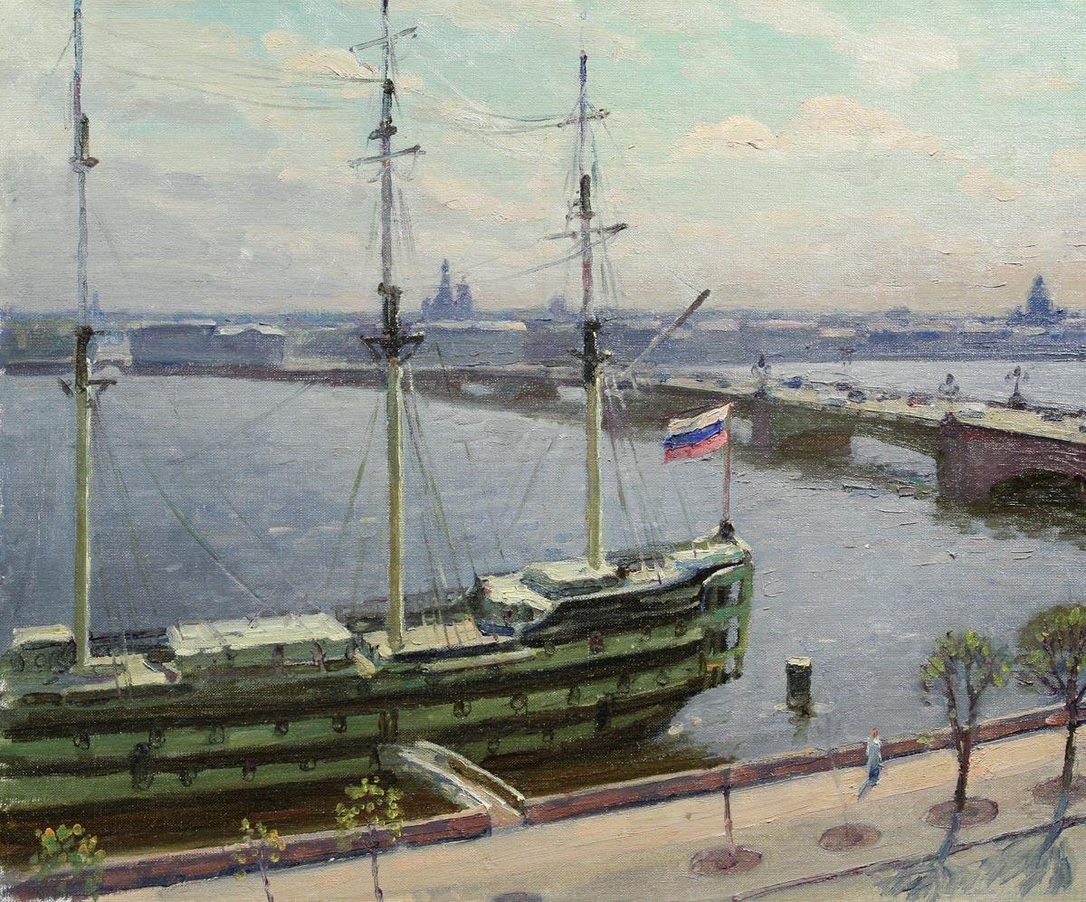 Troitsky bridge. Original modern art painting