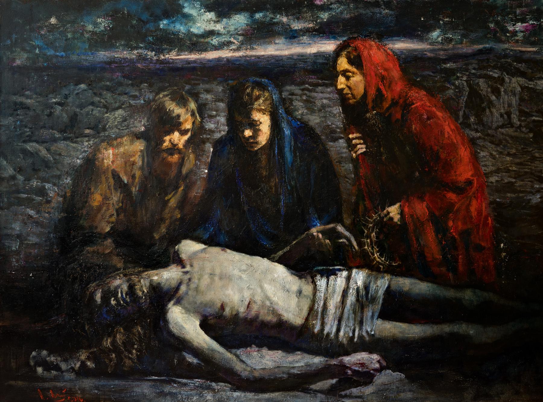 Lamentation of Christ. Original modern art painting