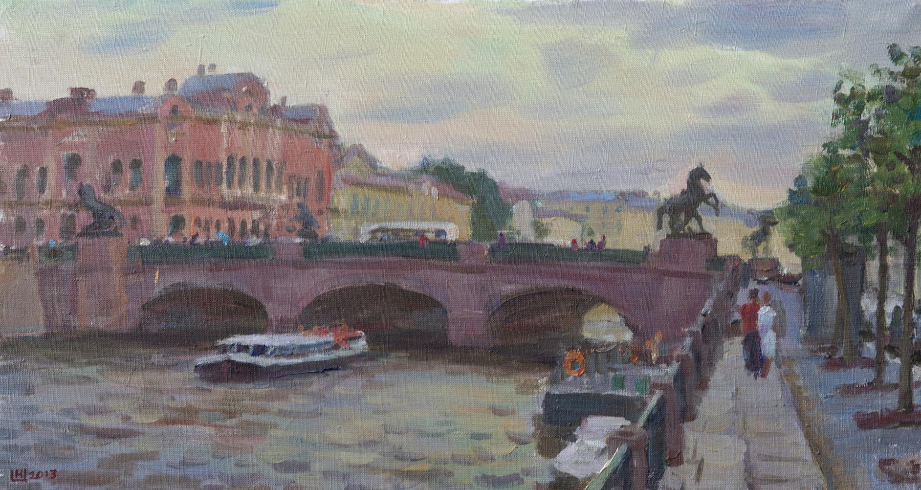 Anychkov bridge. Original modern art painting