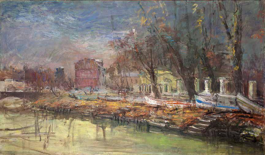 On the river Smolenka, 2003. Original modern art painting