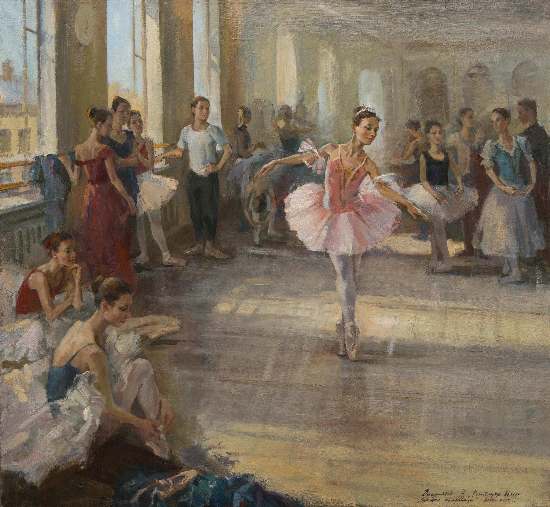 rehearsal of the ballet The Sleeping Beauty. Original modern art painting