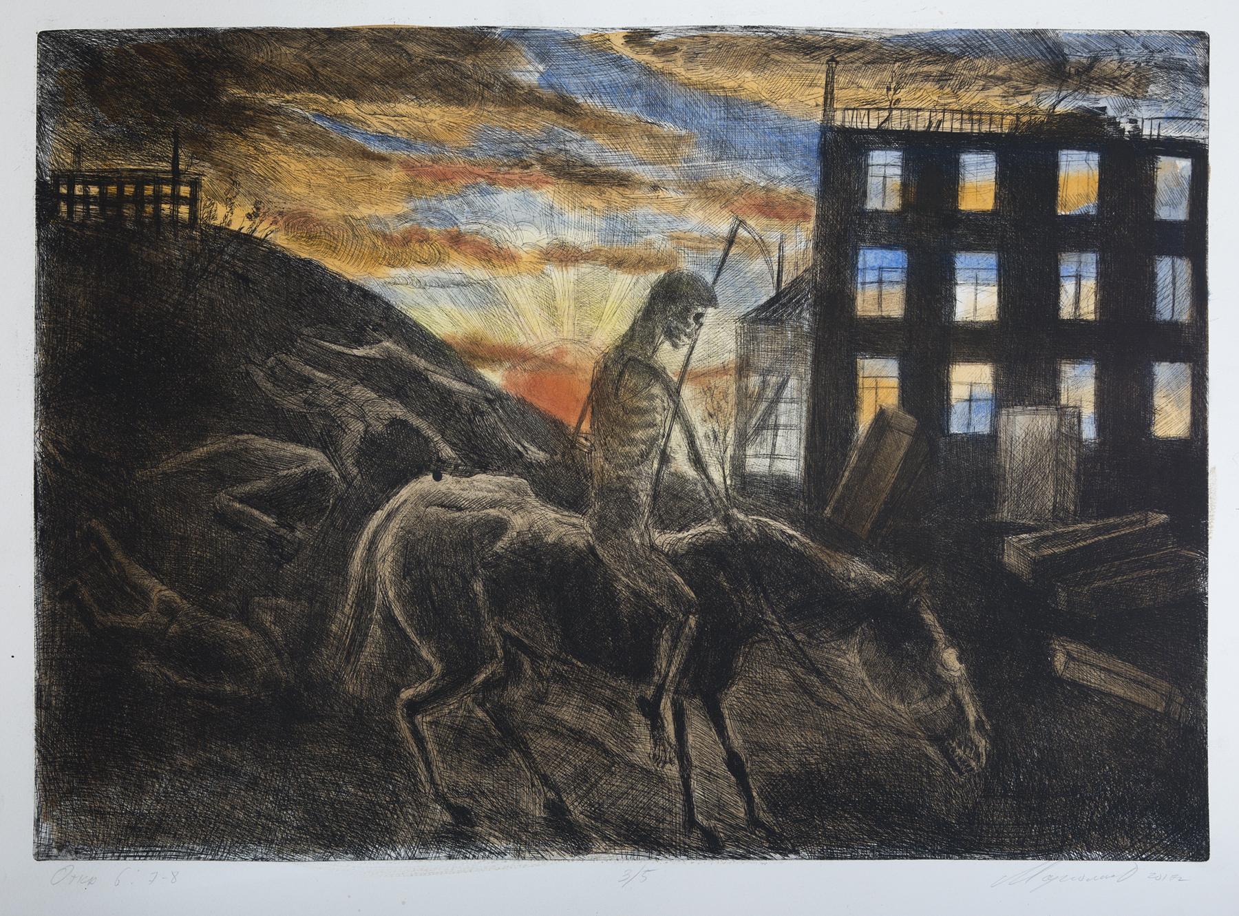 Book of Revelation 6:7-8. Original modern art painting