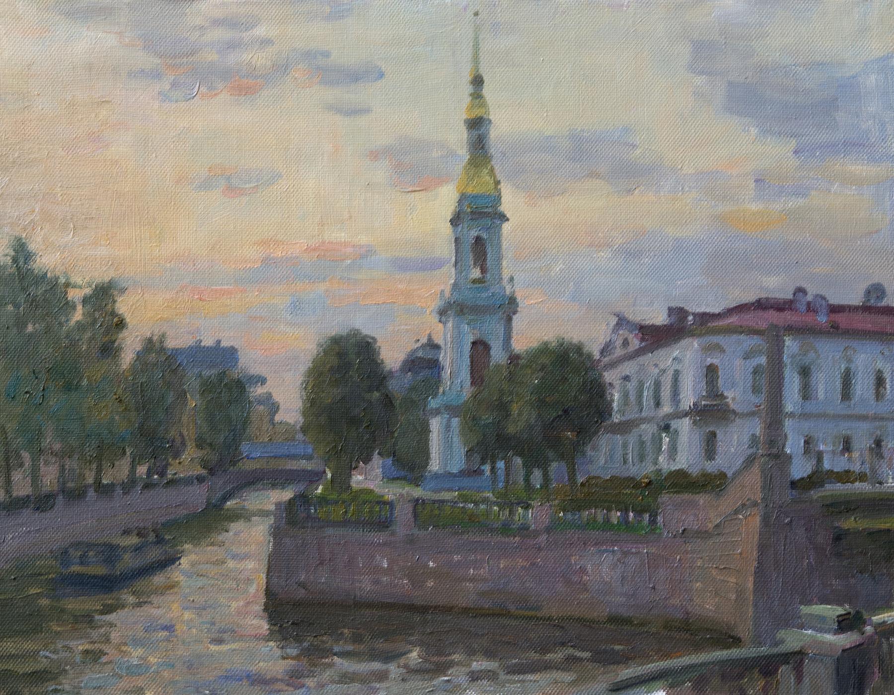 колокольня Святого Николая Белая ночь. Original modern art painting