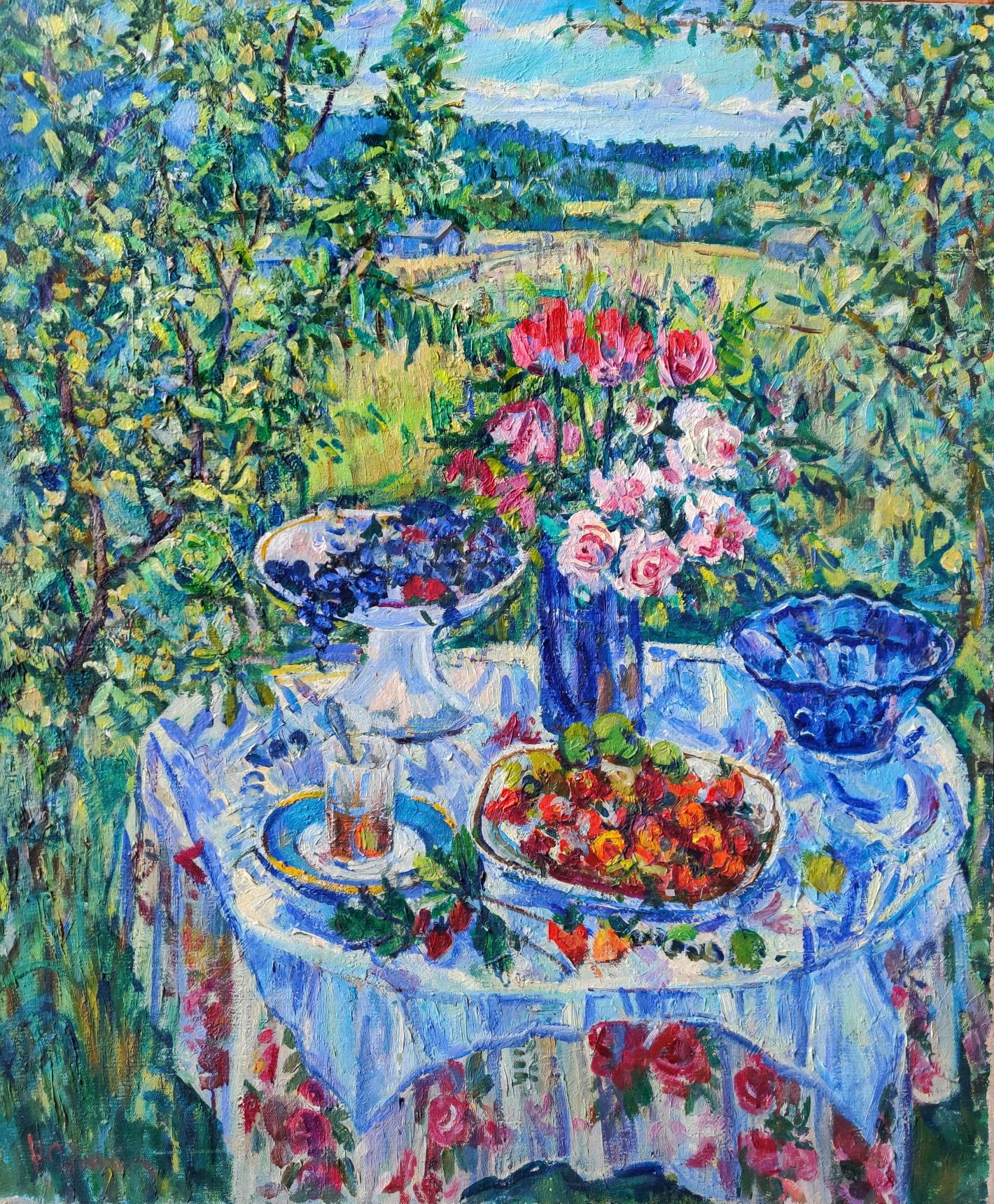 в саду. Original modern art painting