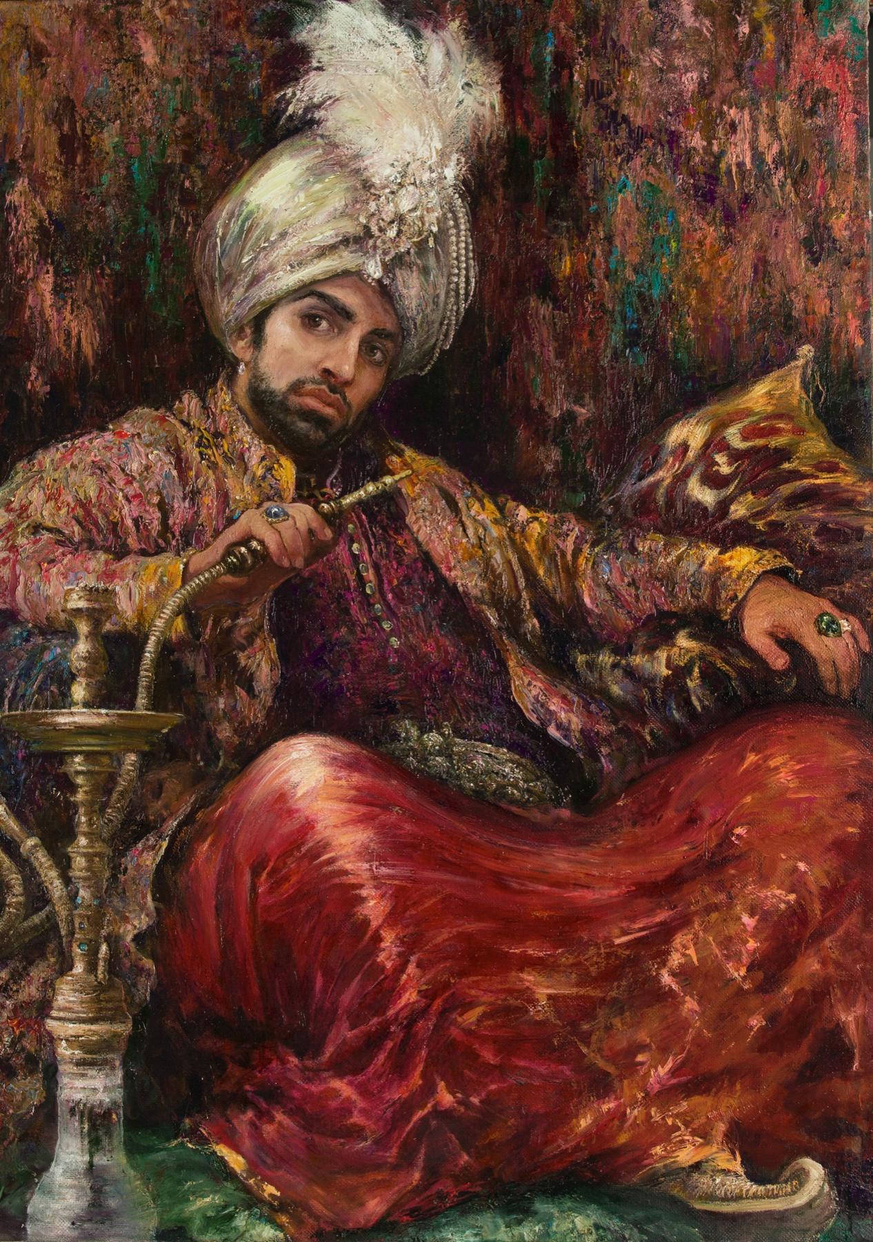 A man with a hookah