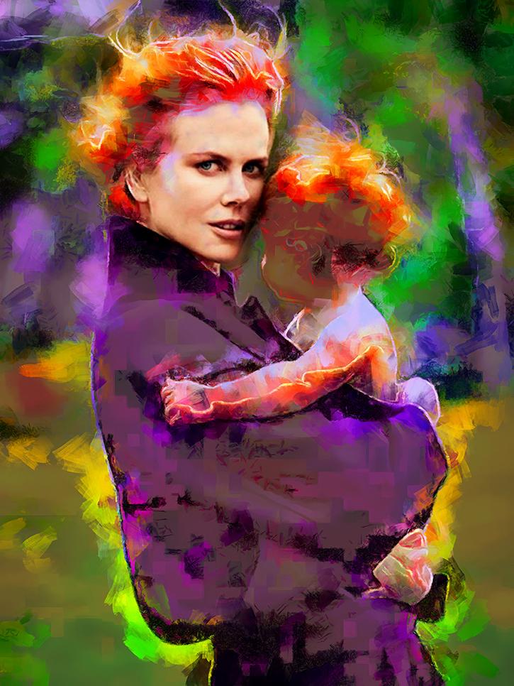 Madonna with a child. XXI century . Original modern art painting