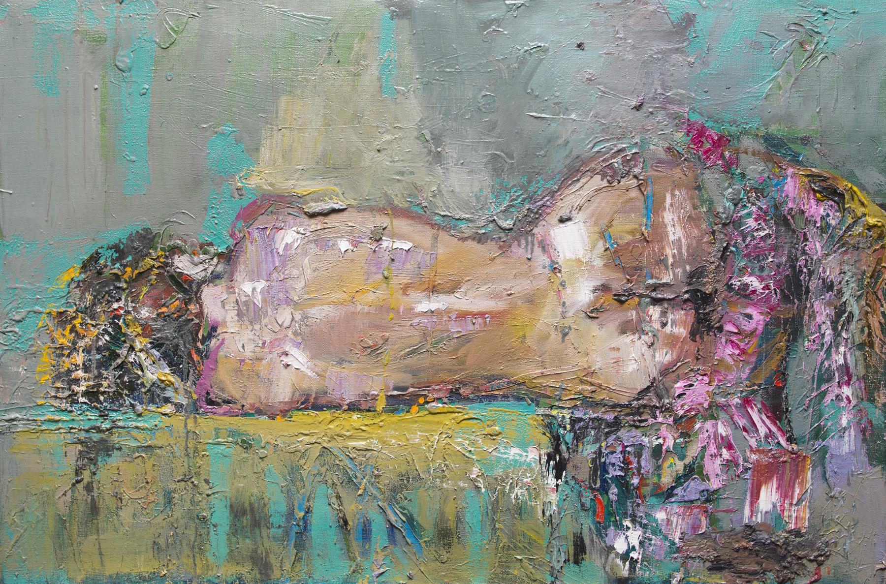 Lying model. Original modern art painting