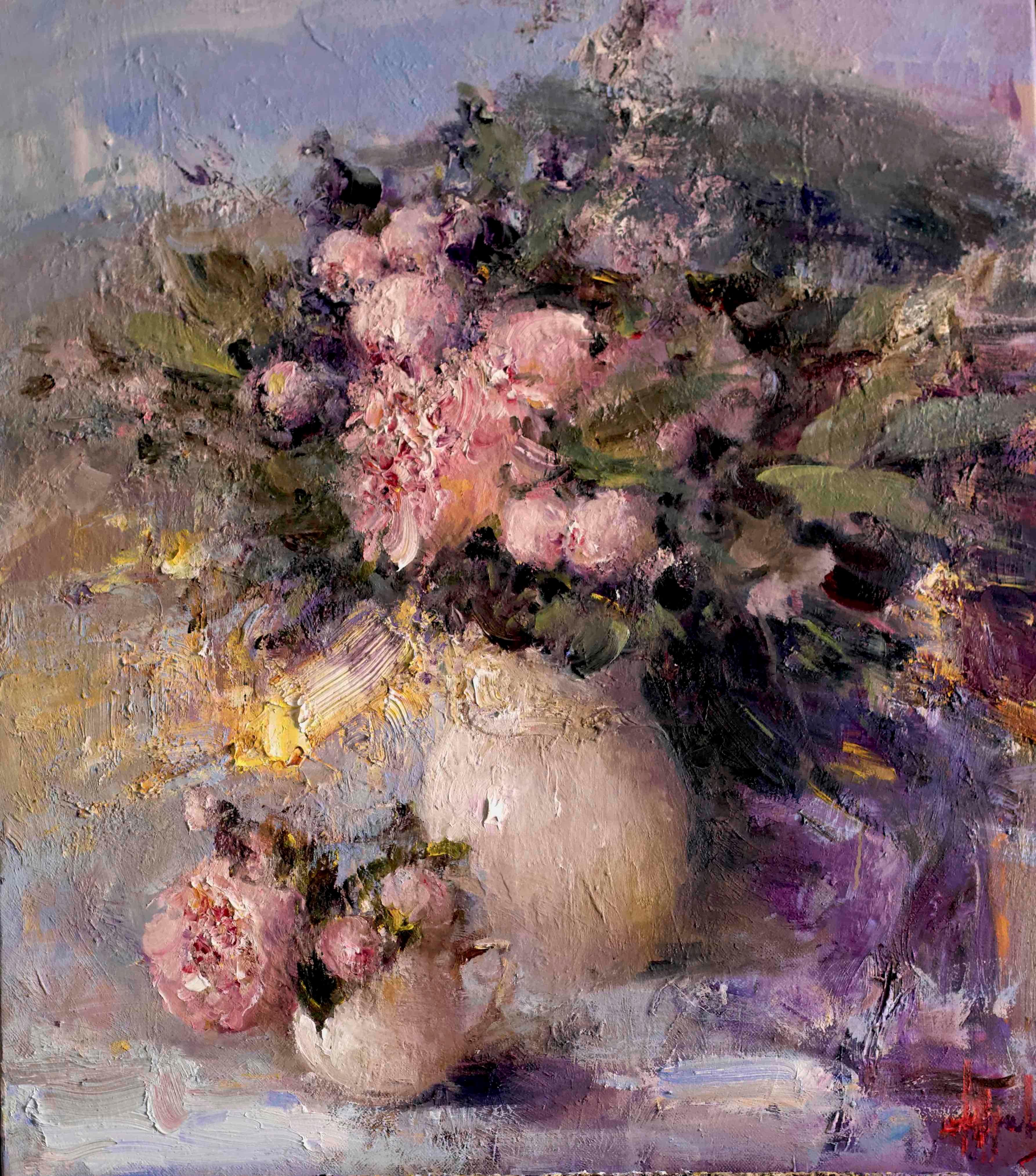 Peonies . Original modern art painting